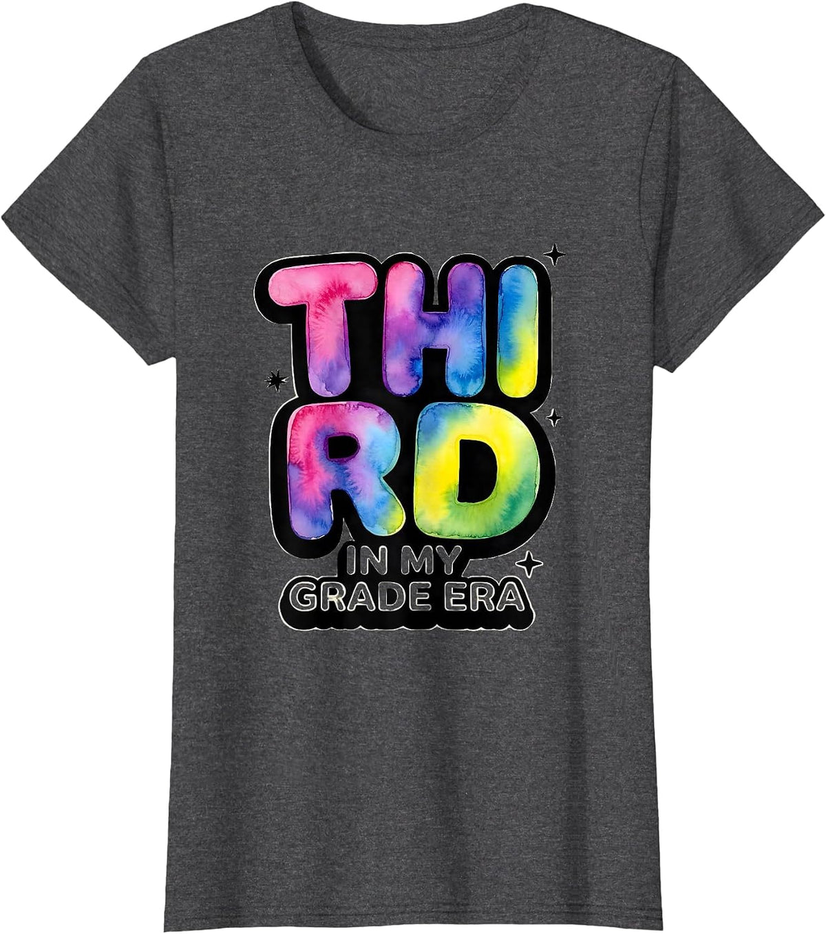 Women's In My Third Grade Era Tie Dye Back to School Teacher Student T-Shirt - Dark Heather Grey