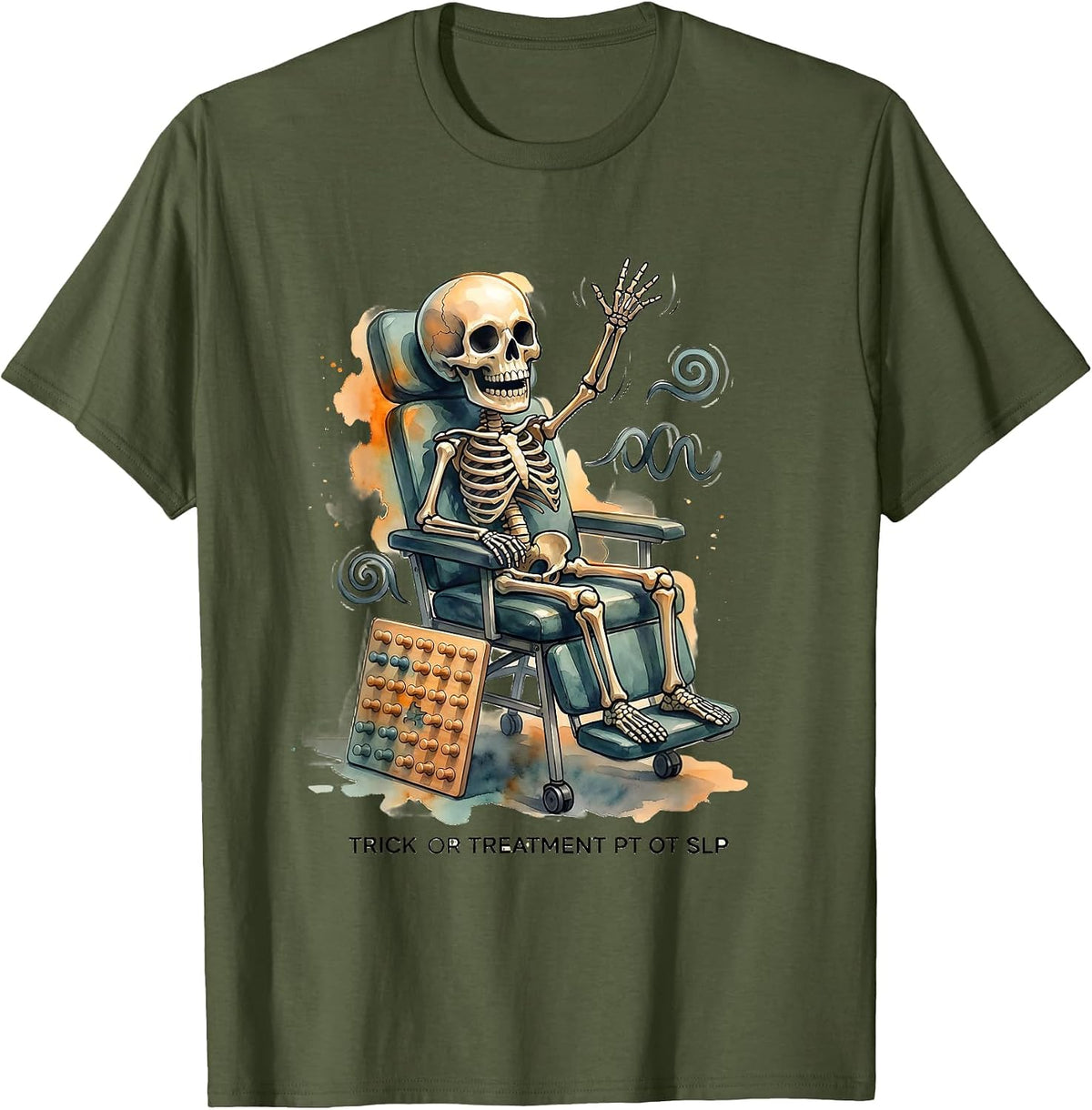 Trick Or Treatment PT OT SLP Funny Physical Therapist T-Shirt - Olive Green