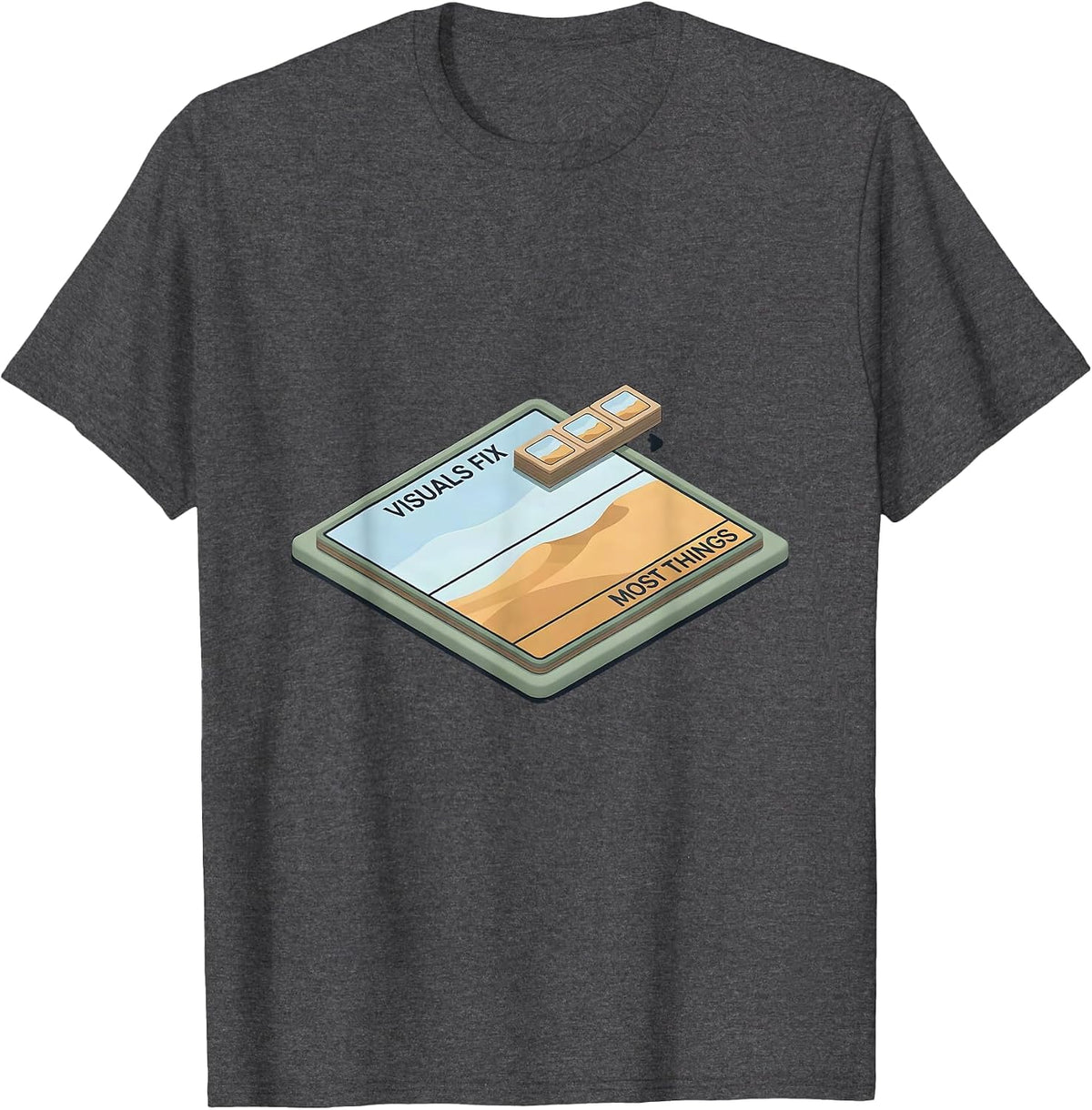 Men's Visuals Fix Most Things Editorial Conceptual SPED Teacher T-Shirt - Dark Heather Grey