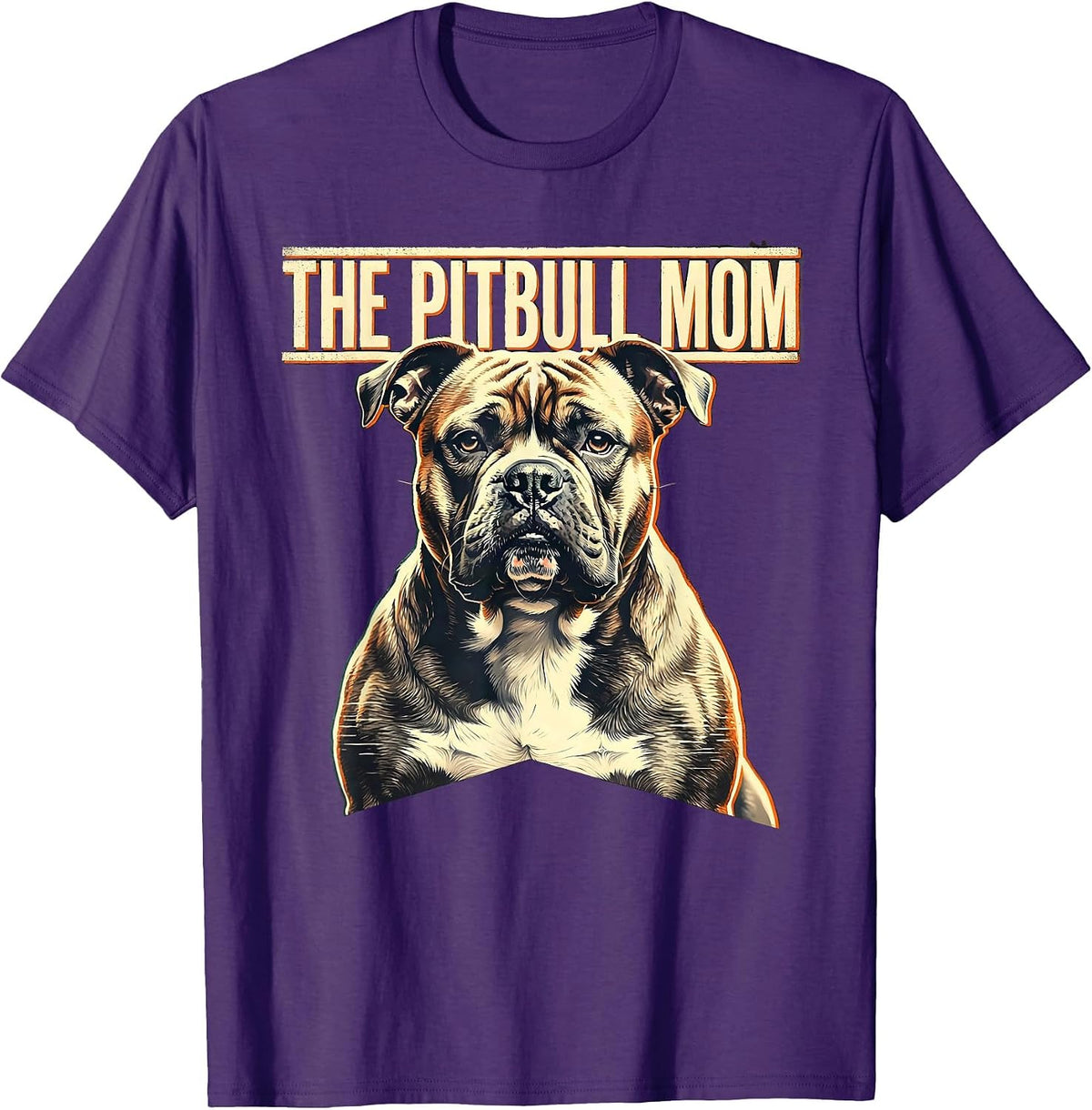 Men's The Pitbull Mom Stencil Ghost Dog Halloween Skeleton T-Shirt - Purple