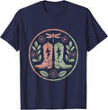 Cowgirl Boots Lightning Bolt Graphic Tee T-Shirt - Navy Blue