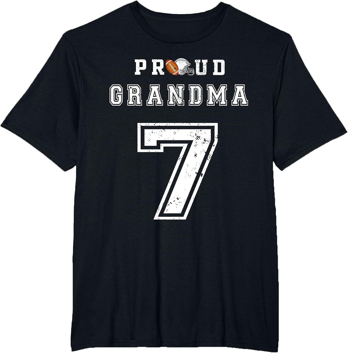 Custom Proud Football Grandma Number 7 Personalized for Men T-Shirt - Black