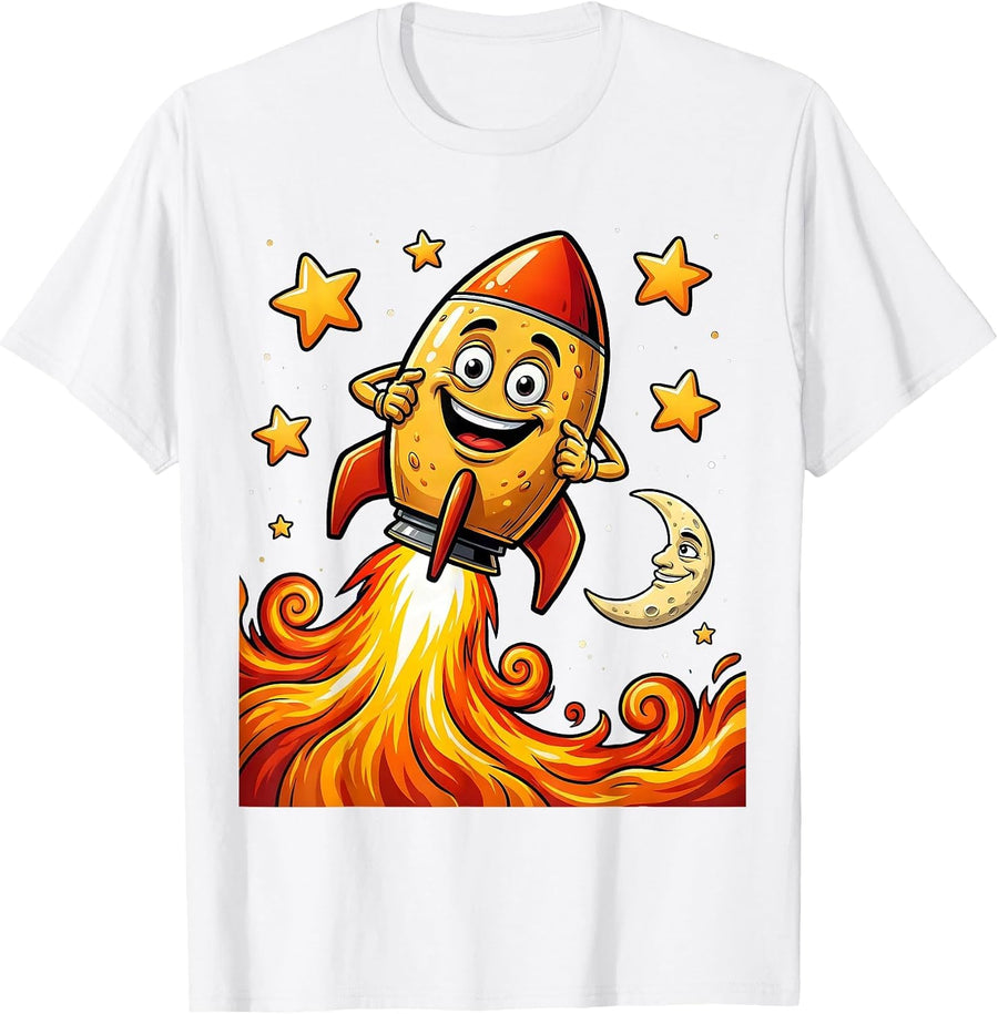 Men's Taco Riding Rocket Ship Through Outer Space T-Shirt - White