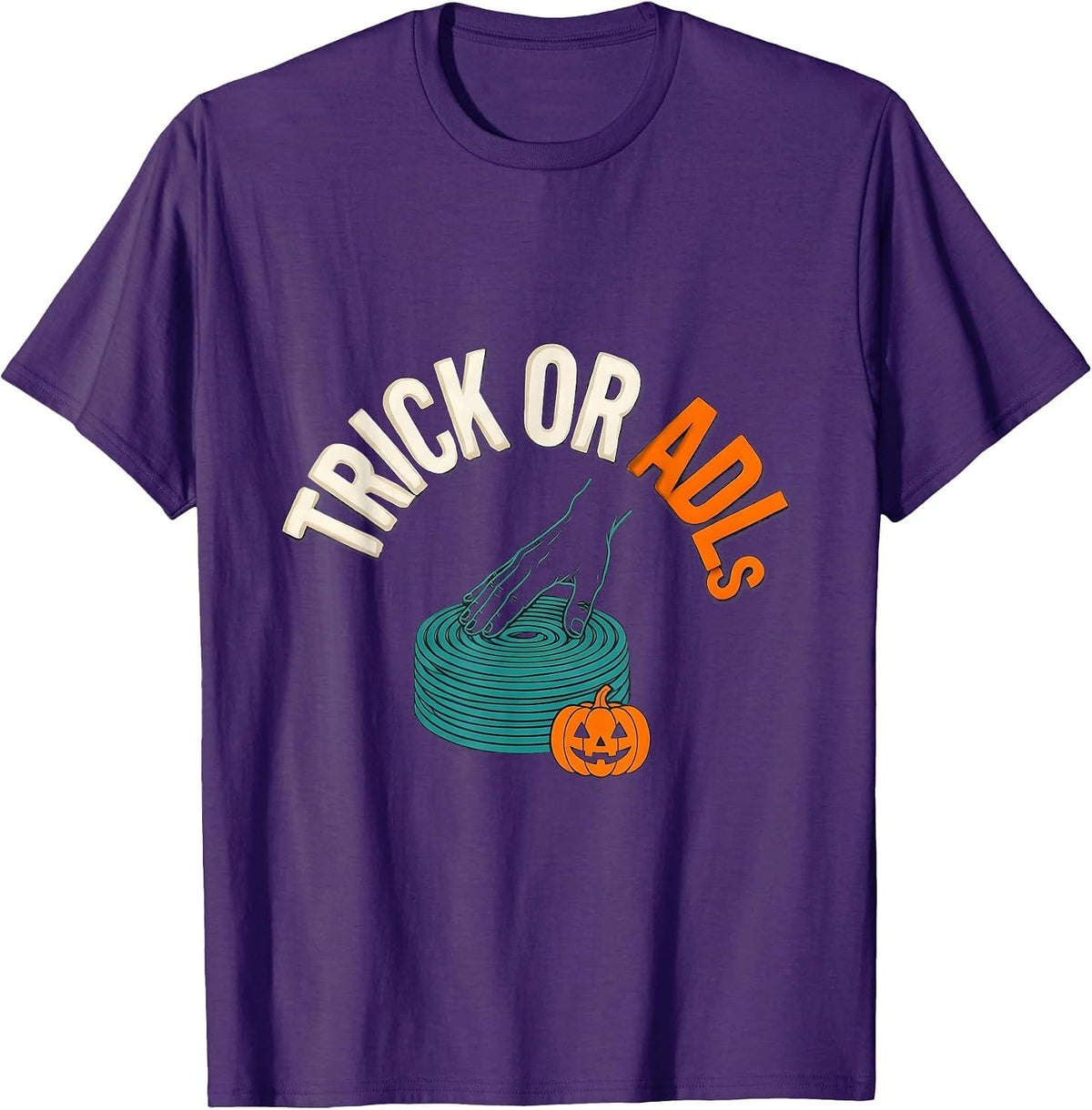 Trick Or ADLs Funny Occupational Therapy Halloween Workwear T-Shirt - Purple