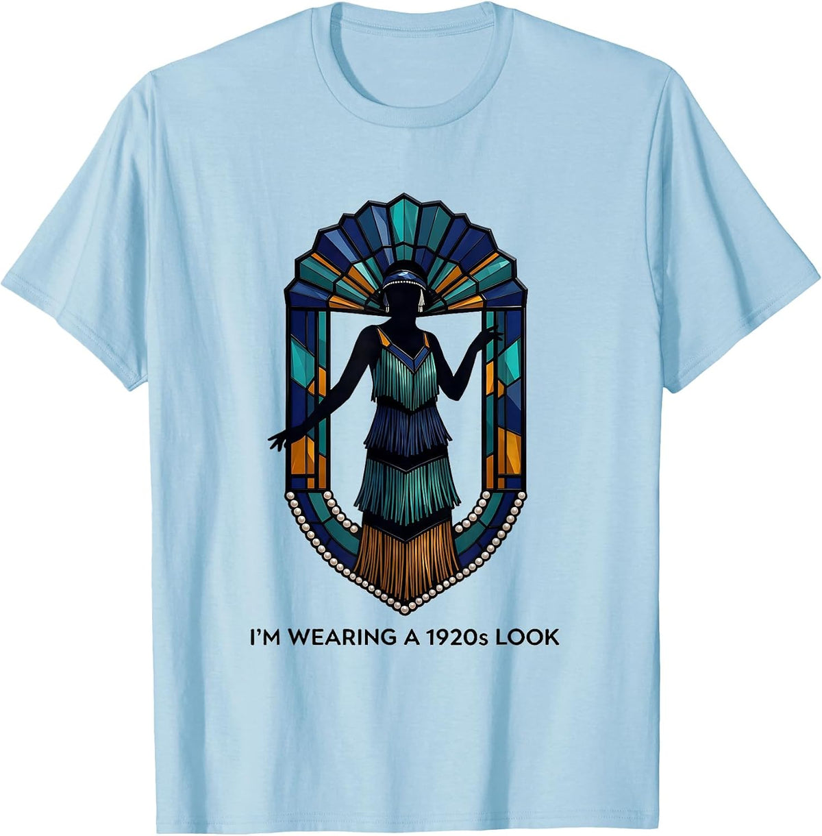 Men's I'm Wearing A 1920s Look Stained Glass Mosaic Flapper Dancer T-Shirt - Baby Blue