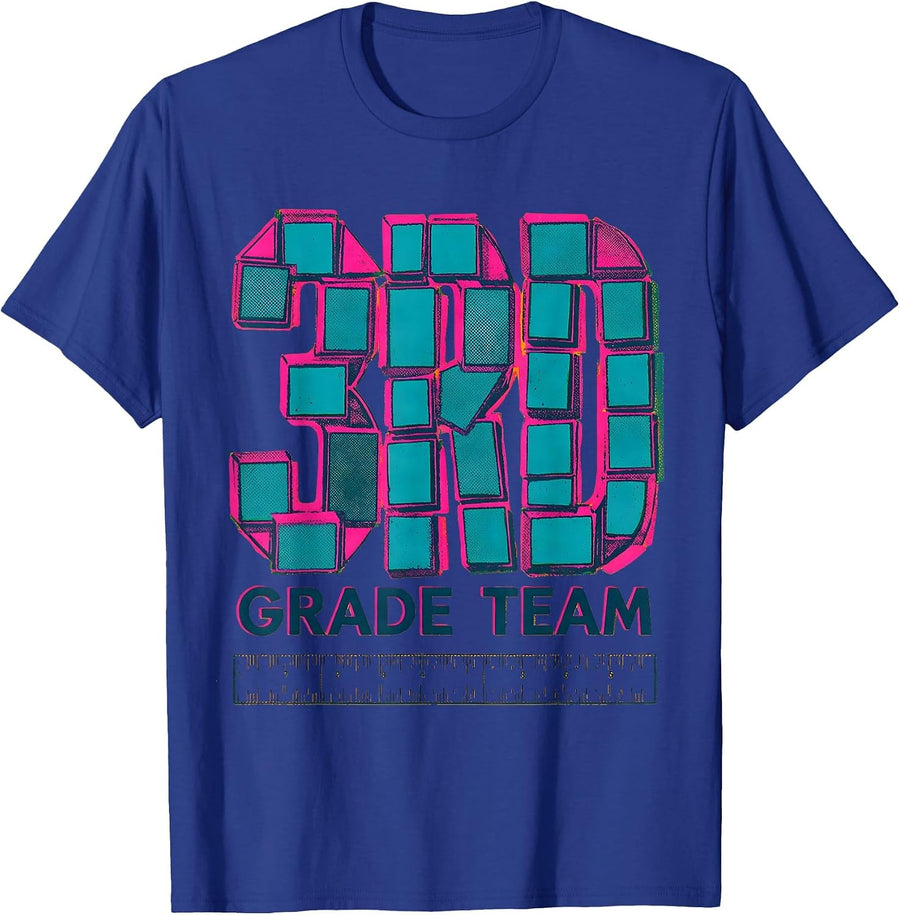 Third Grade Team Risograph Back to School Teacher Student T-Shirt - Royal Blue