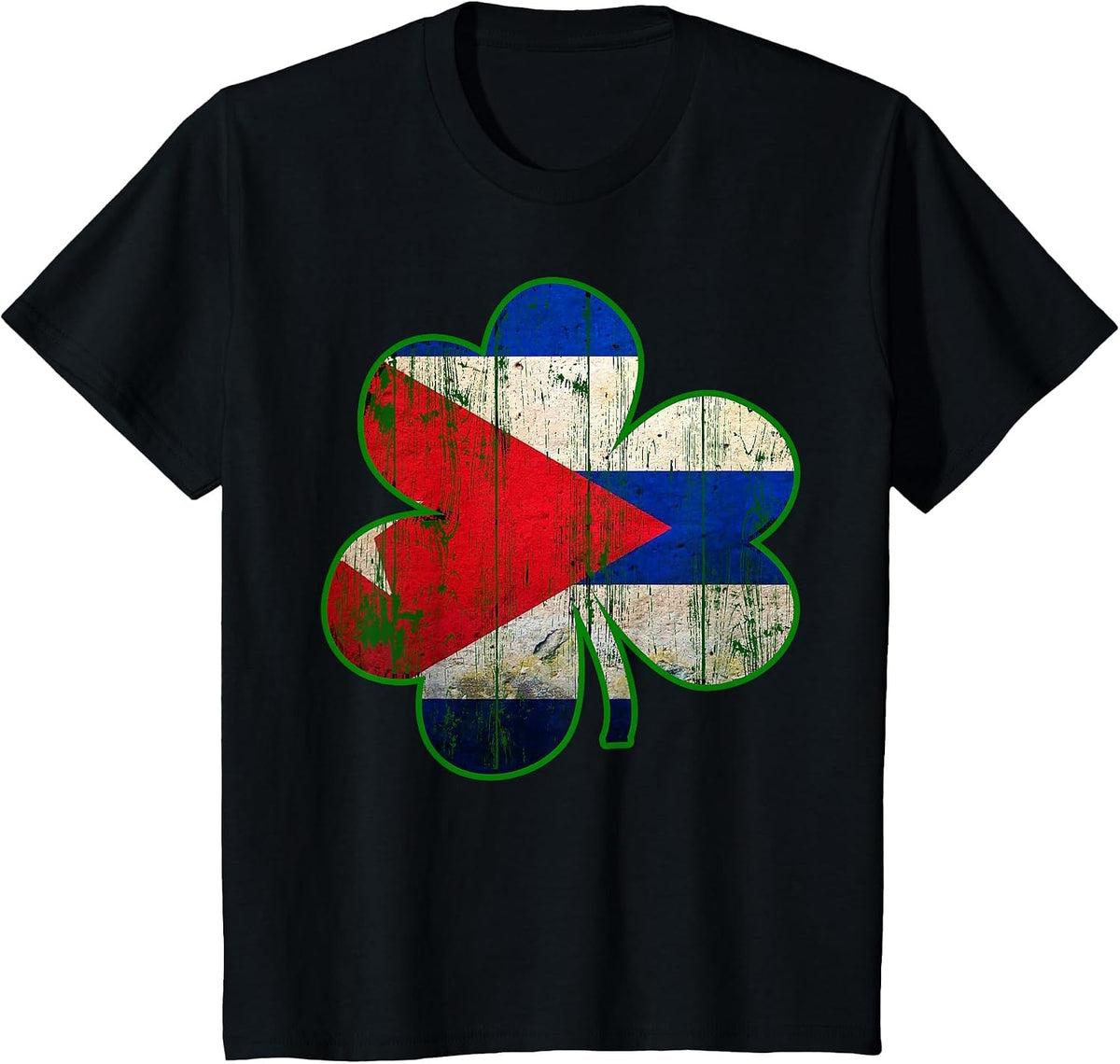 Cuban Flag Irish Shamrock Shirt St Patricks Day Tee T-Shirt - Black