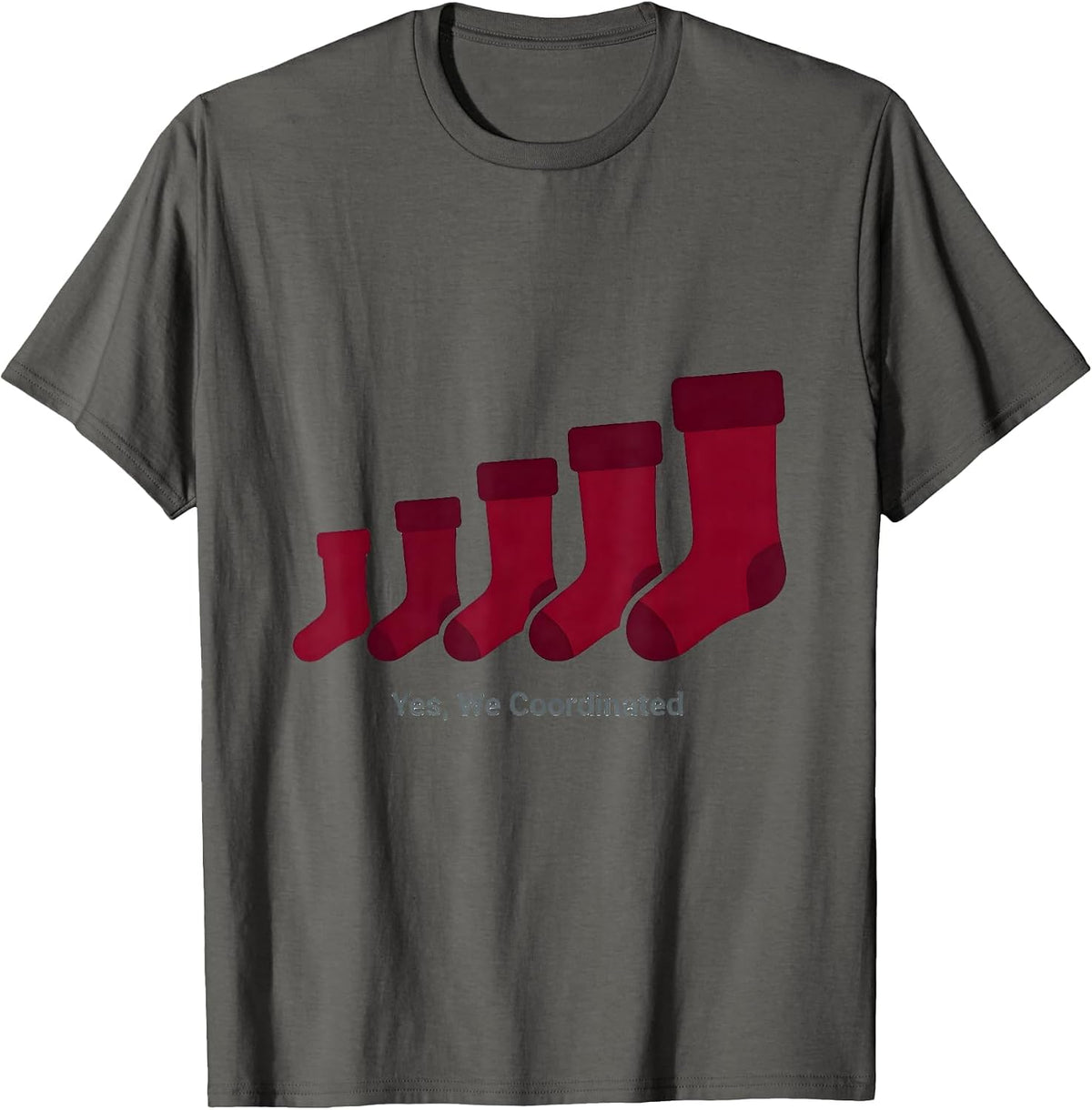 Yes, We Coordinated Festive Family Matching Christmas Lights T-Shirt - Asphalt Grey
