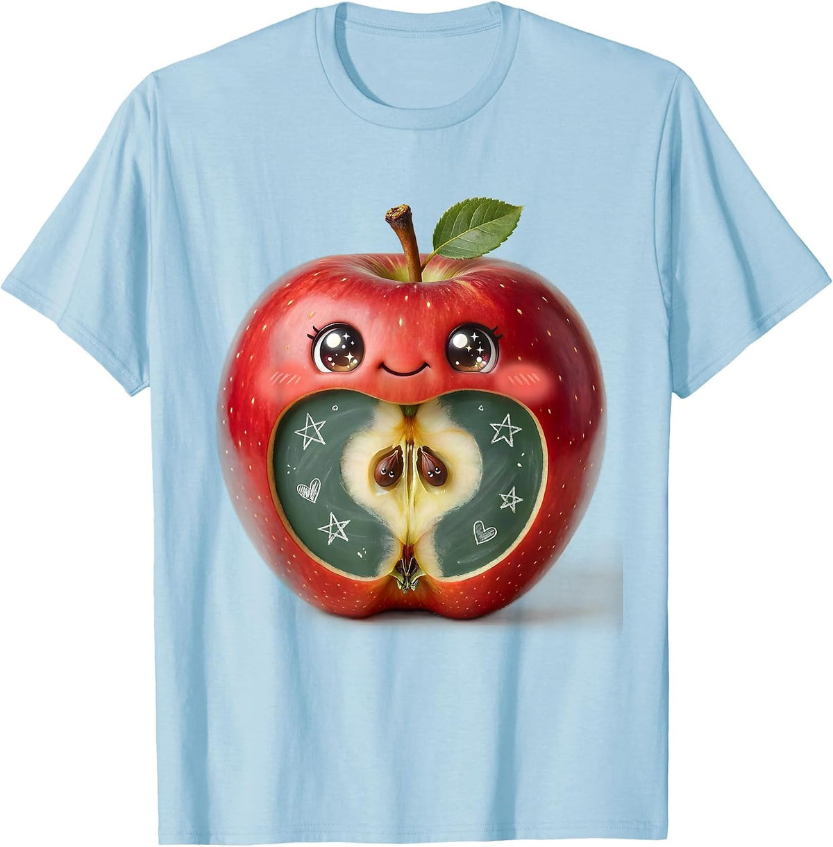 Men's Third Grade Teacher Apple Chalkboard Graphic T-Shirt - Baby Blue
