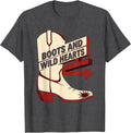 Men's Boots and Wild Hearts Western Design T-Shirt - Dark Heather Grey
