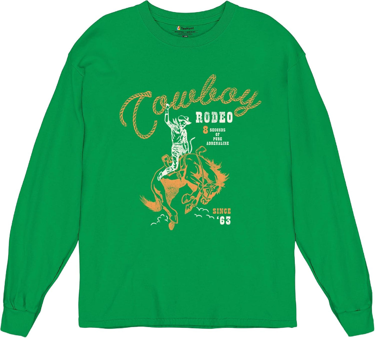 Vintage Cowboy Rodeo Men's Graphic T-Shirts and Tank Tops - 2 Men's Long Sleeve Green