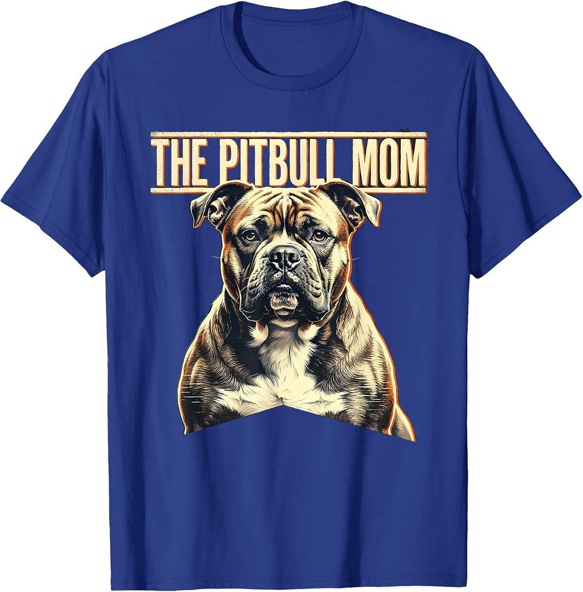 Men's The Pitbull Mom Stencil Ghost Dog Halloween Skeleton T-Shirt - Royal Blue