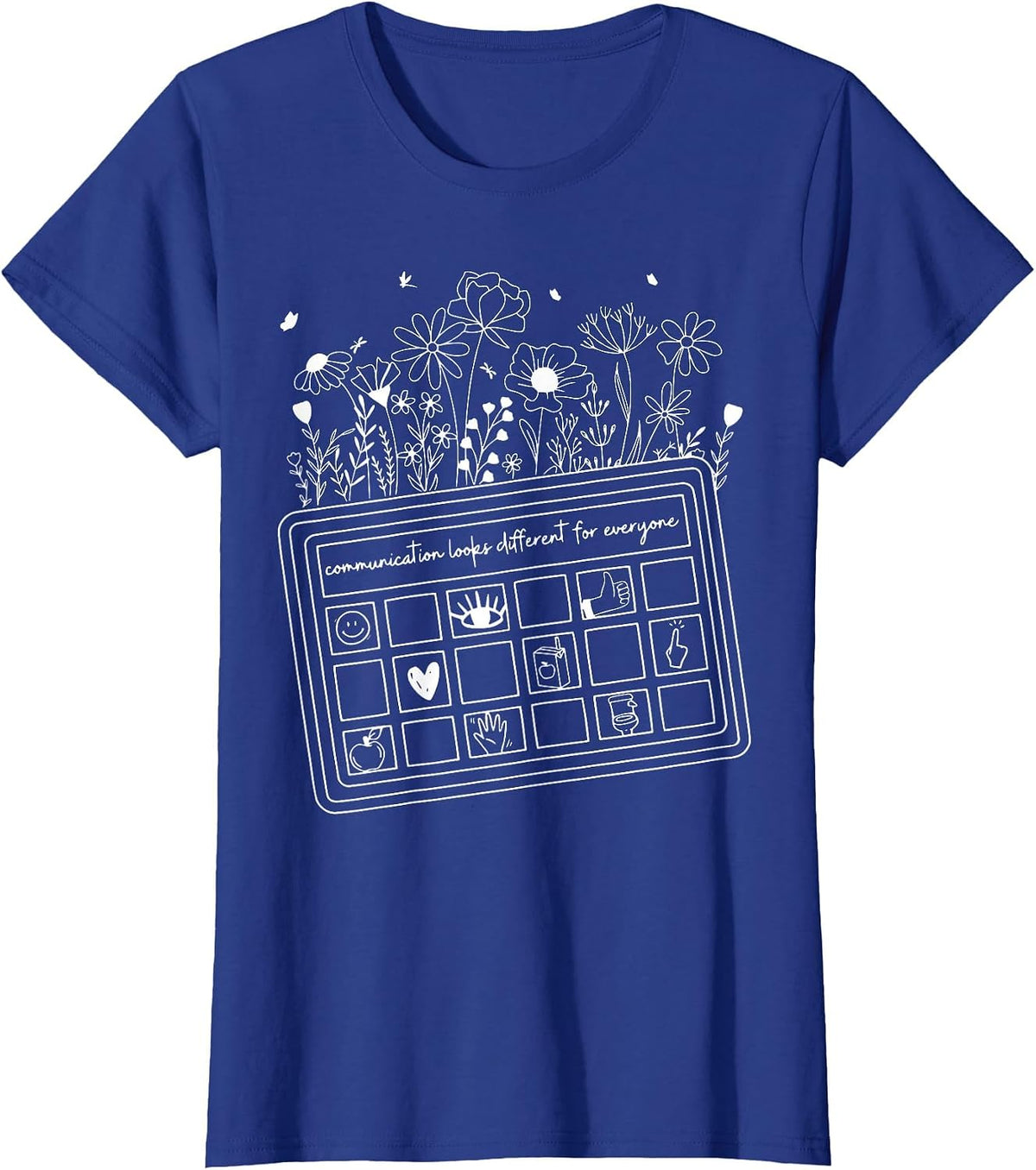 Floral Augmentative & Alternative Communication AAC SLP SPED T-Shirt - Royal Blue