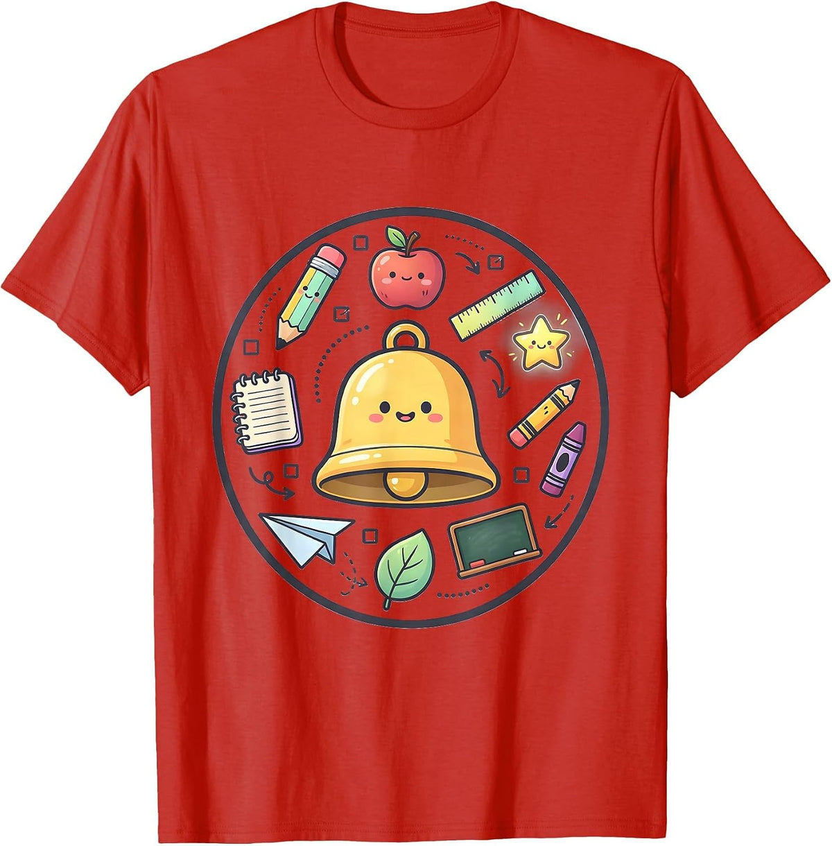 Men's Third Grade Teacher Old School Desk Bell T-Shirt - Red