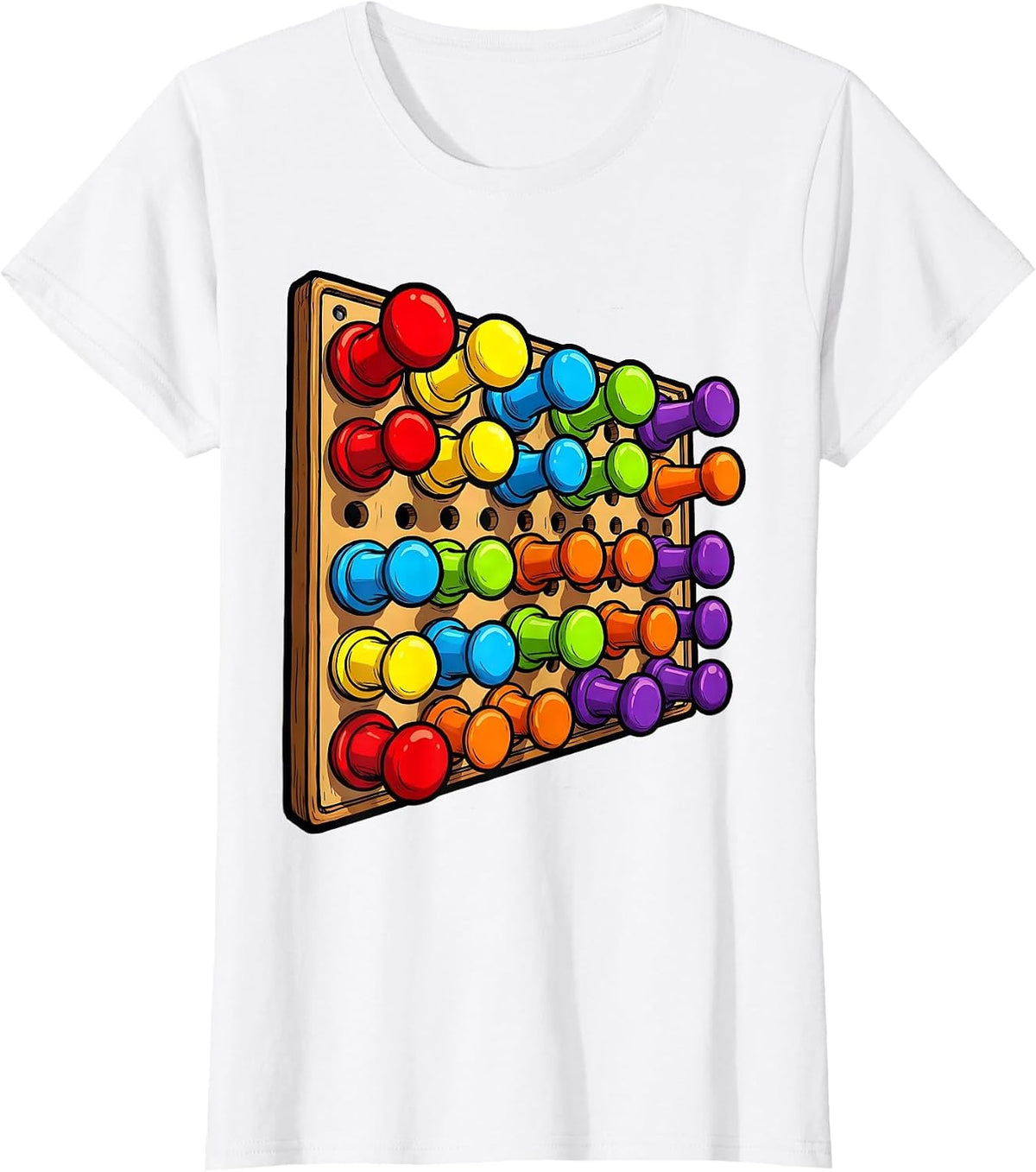Women's Occupational Therapy Peg Board Colorful Pegs Design T-Shirt - White