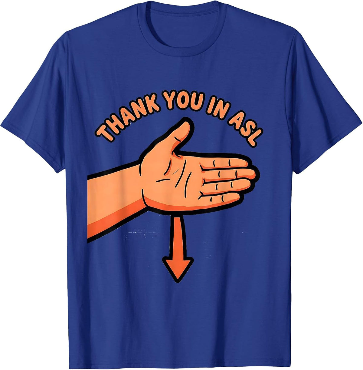 Thank You in ASL Cartoon Sign Language Teacher Deaf T-Shirt - Royal Blue