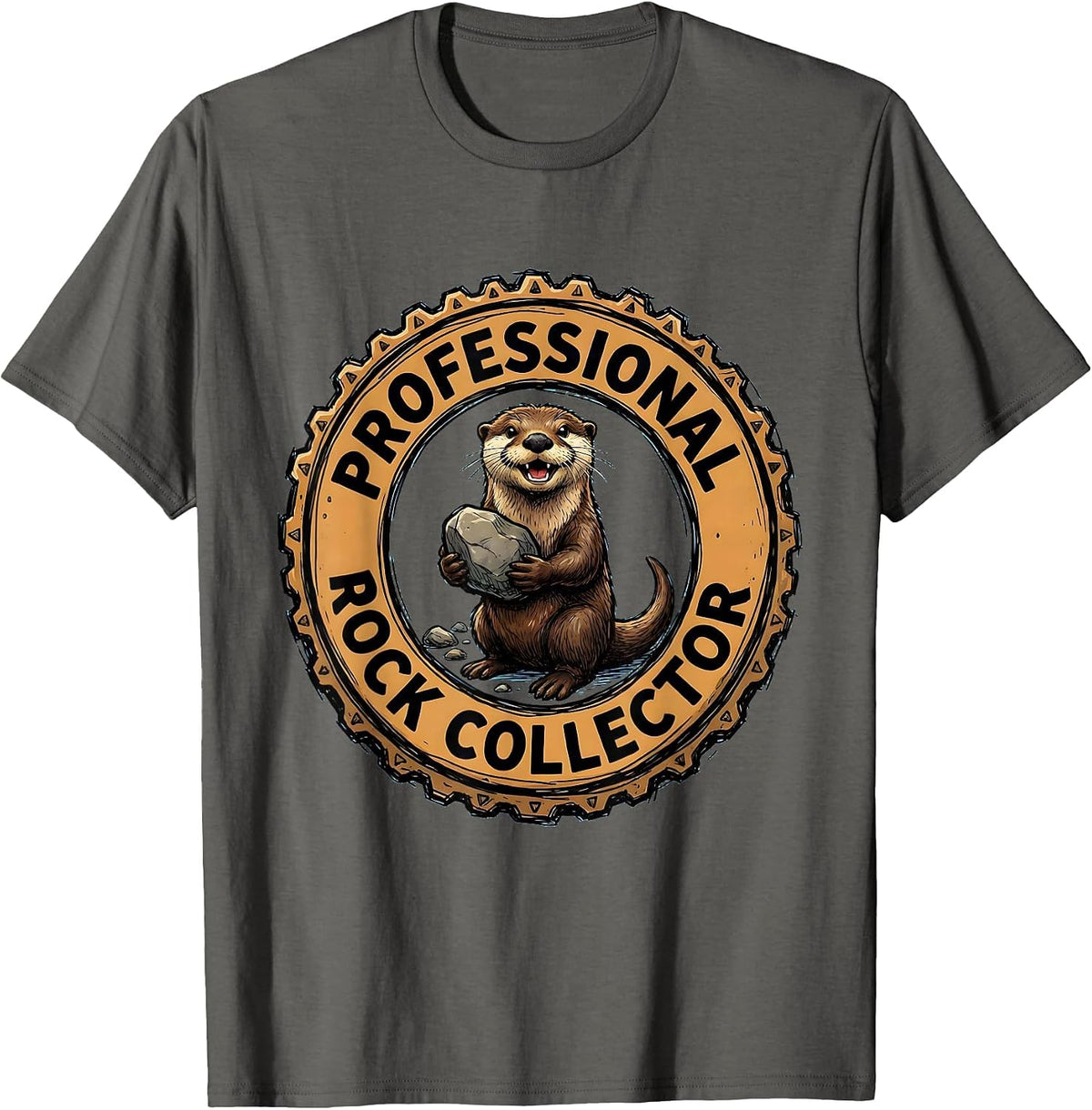 Professional Rock Collector Otter Design T-Shirt - Asphalt Grey