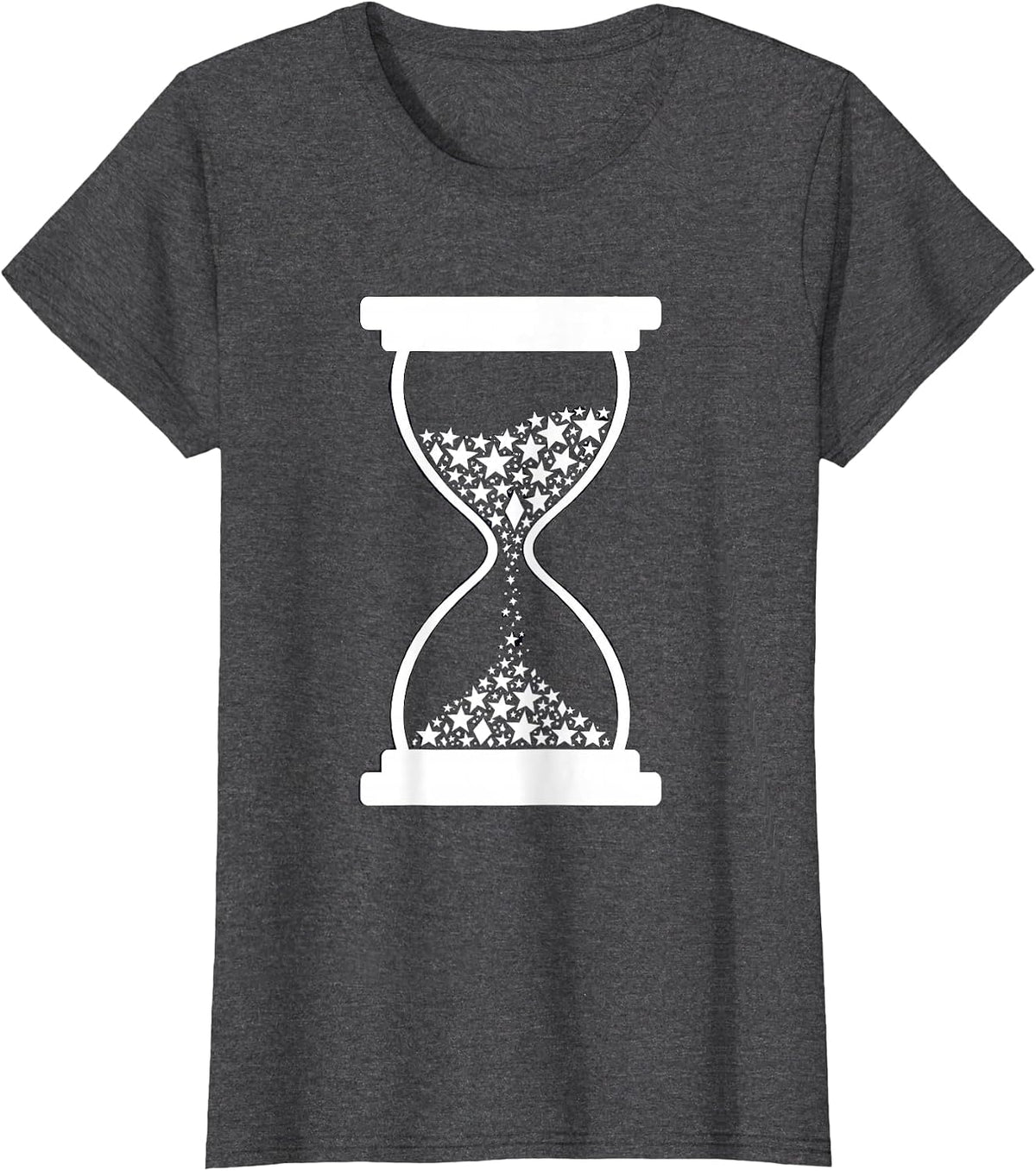 Women's Hourglass Galaxy Falling Stars Cosmic Design T-Shirt - Dark Heather Grey
