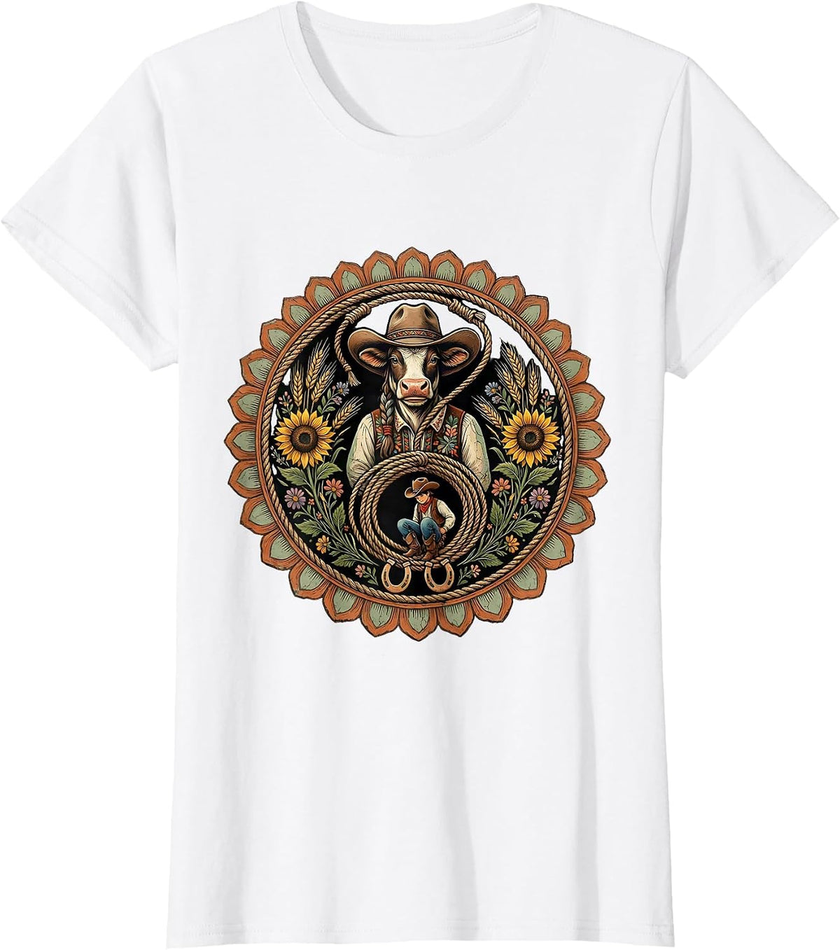 Women's Cowgirl Roping a Bashful Cowboy Funny Western T-Shirt - White
