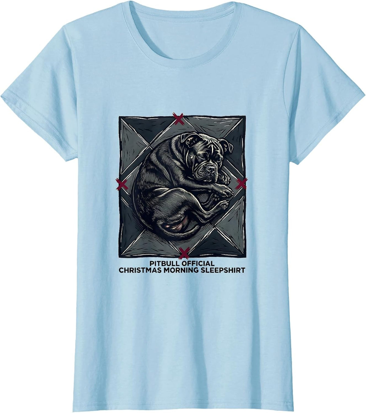 Pitbull Official Christmas Morning Sleepshirt Dog Lover T-Shirt - Baby Blue