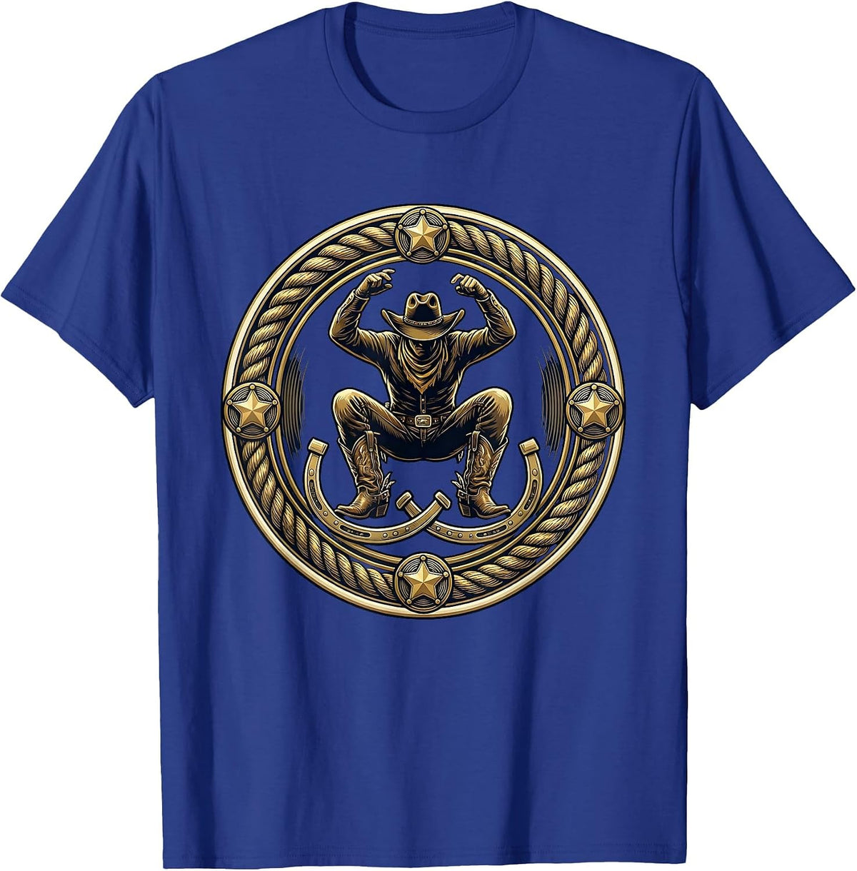Save A Horse Ride A Cowboy Funny Western Art T-Shirt - Royal Blue