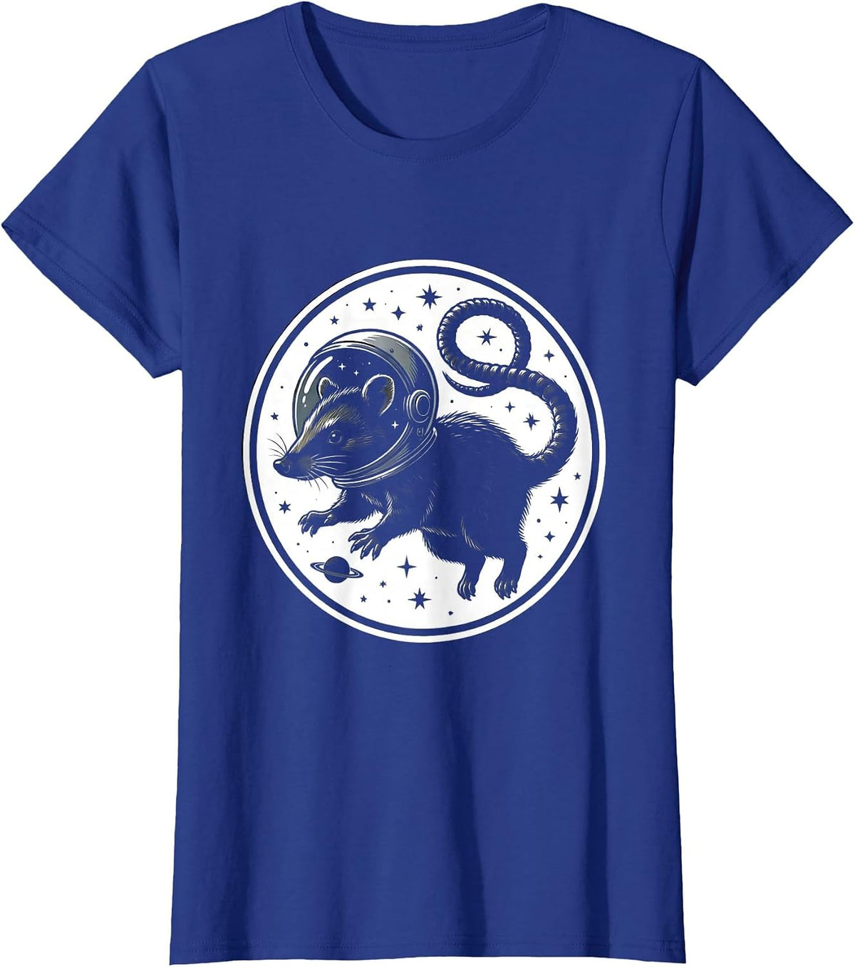 Women's Possum Astronaut Floating in Space Illustration T-Shirt - Royal Blue