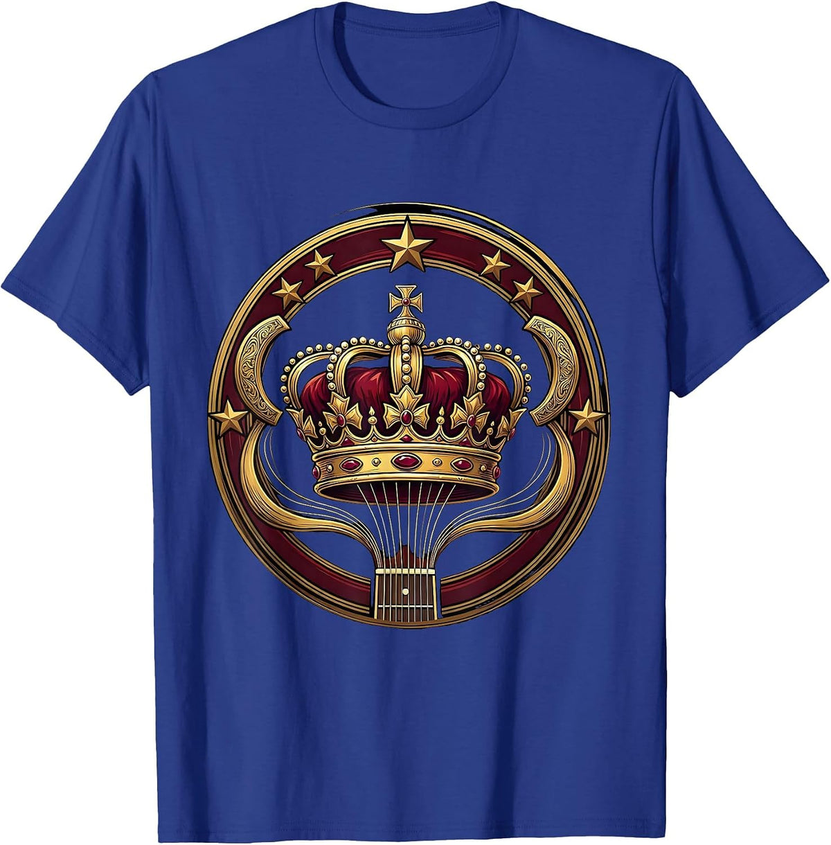 Nashville Honky-Tonk Queen Crown Guitar Design T-Shirt - Royal Blue