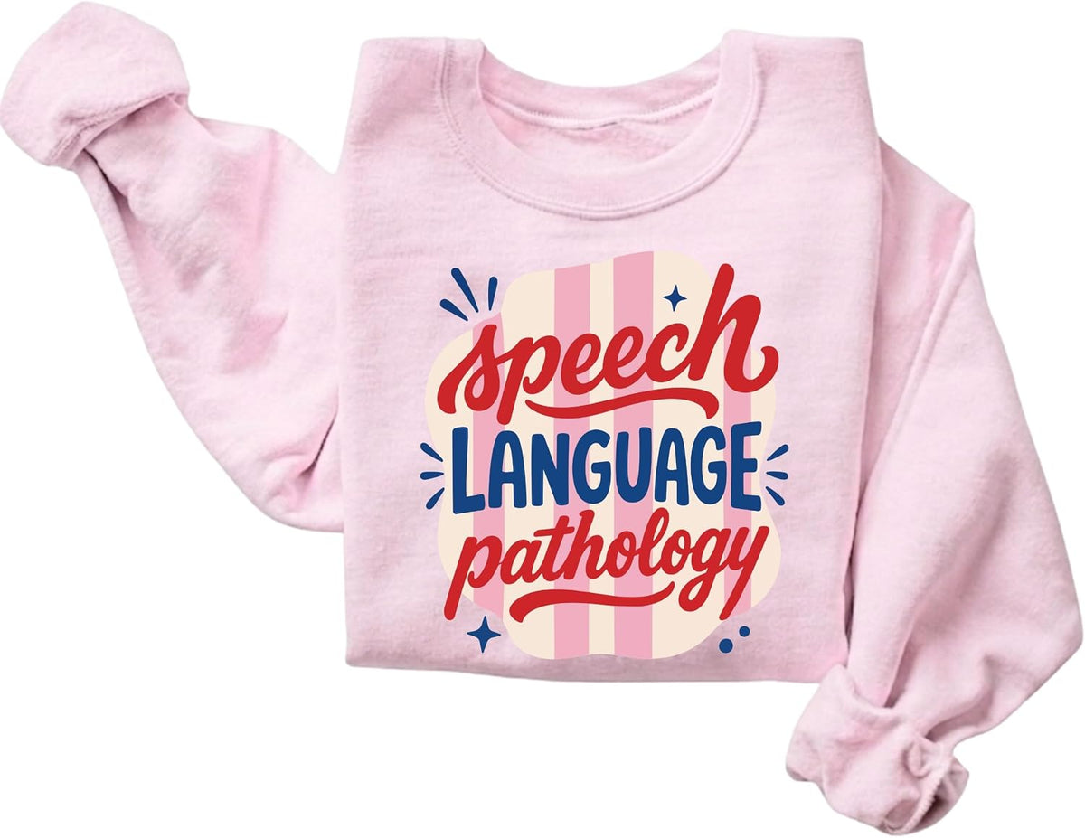 Speech Therapy SLP Speech-Language Pathology Graphic Crewneck Sweatshirt - Pink