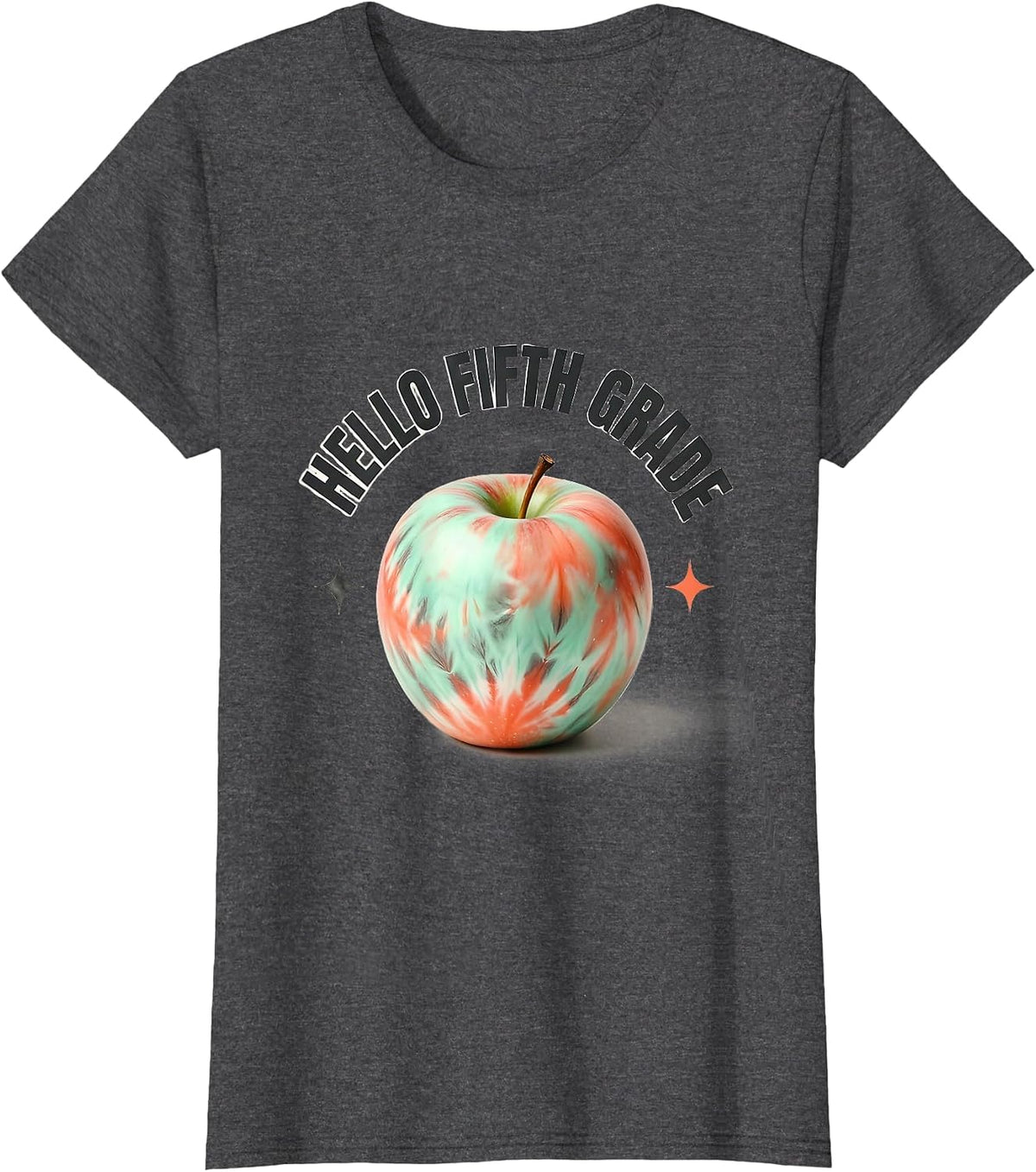 Women's Hello Fifth Grade Tie Dye Back To School Grade Level Pride T-Shirt - Dark Heather Grey