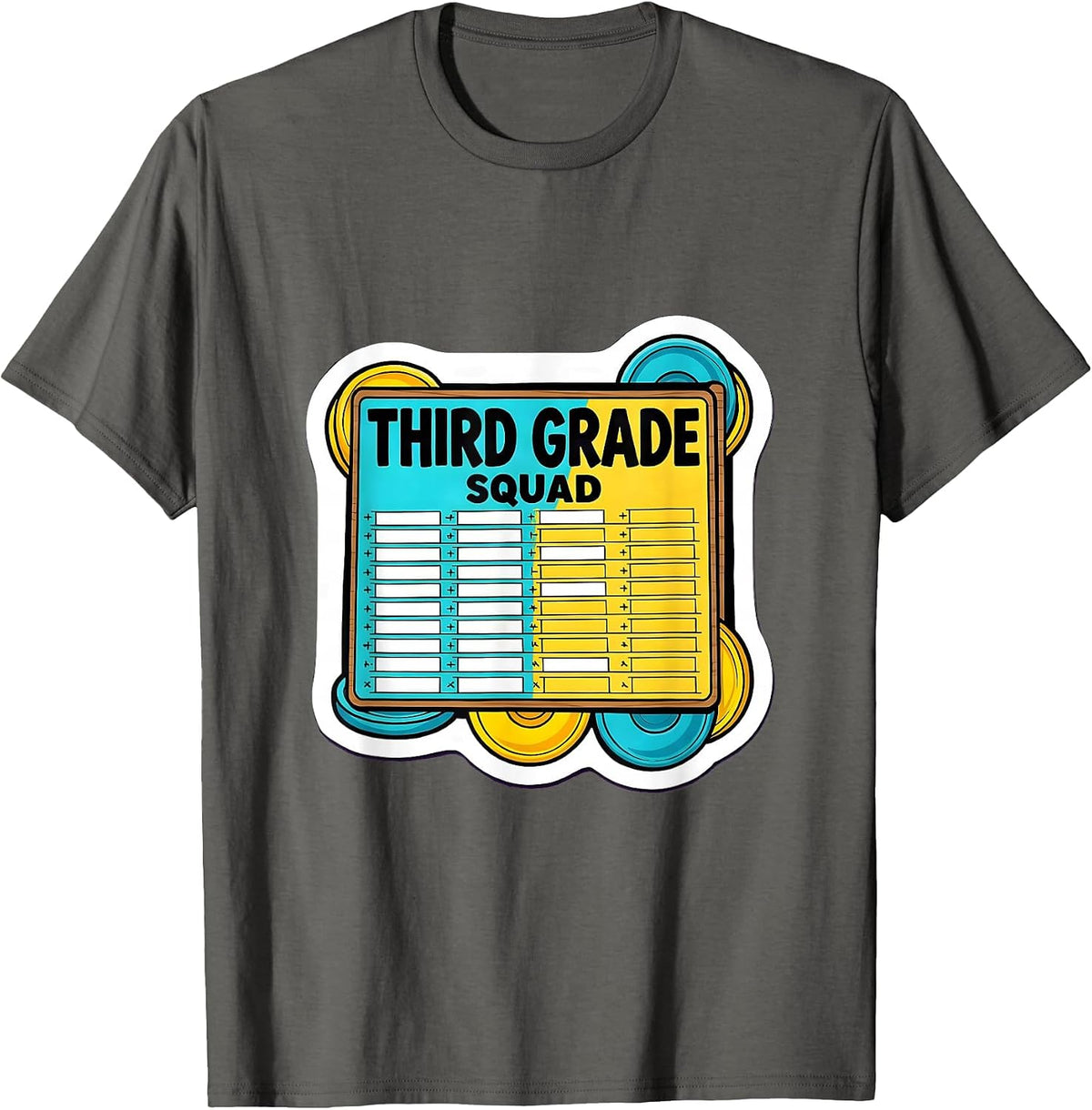 Men's Third Grade Squad Funny Teacher Humor Elementary School T-Shirt - Asphalt Grey
