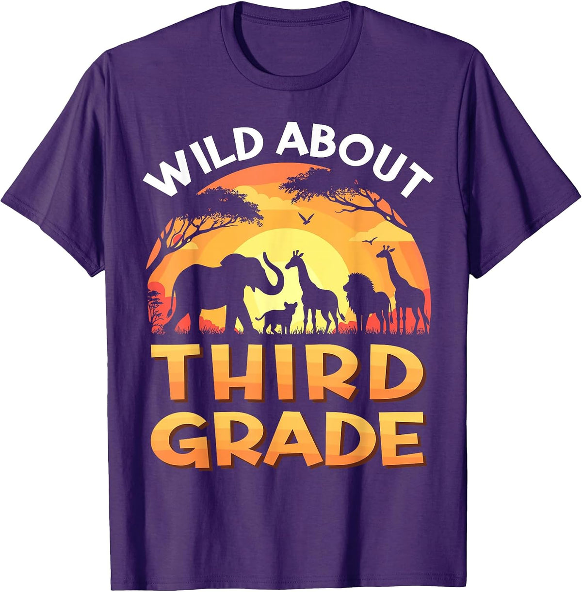 Wild About Third Grade Zoo Animals Back to School Safari T-Shirt - Black
