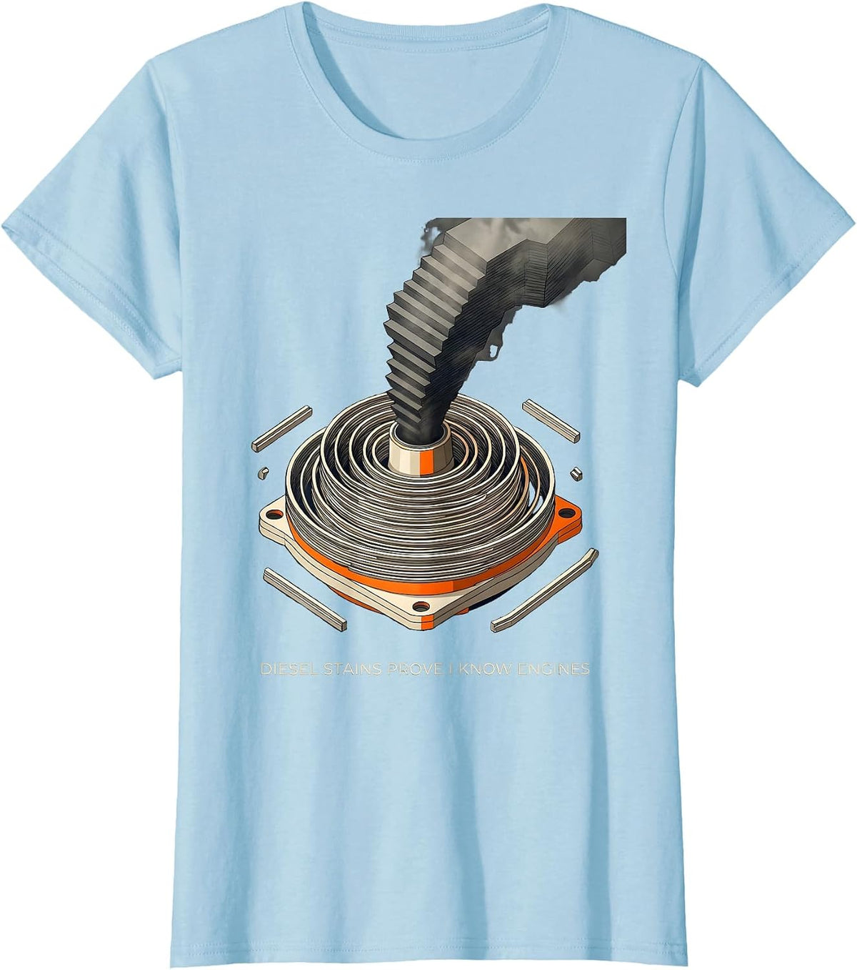 Women's Diesel Stains Prove I Know Engines Funny Diesel Mechanic T-Shirt - Baby Blue