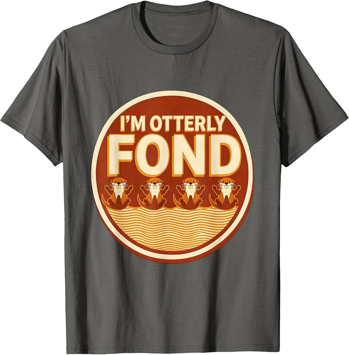 Men's I'm Otterly Fond Wood Type Letterpress Funny Otter Lover T-Shirt - Asphalt Grey