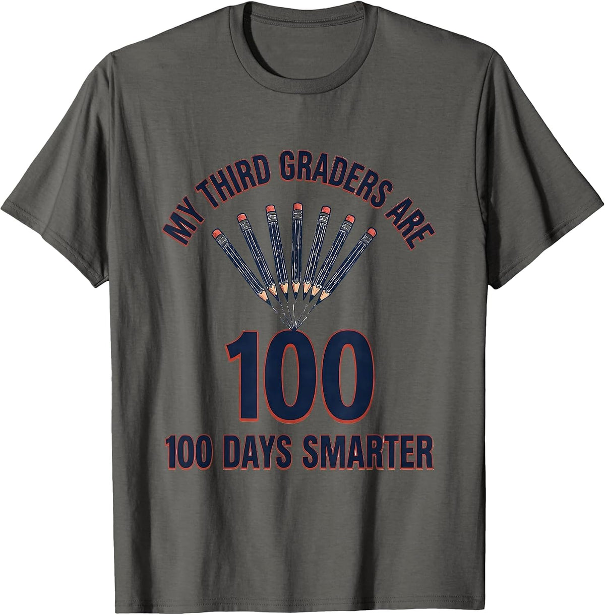 My Third Graders Are 100 Days Smarter Retro Teacher 100th T-Shirt - Asphalt Grey