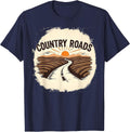 Country Roads Mens Rural Sunset Graphic T-Shirt - Navy Blue