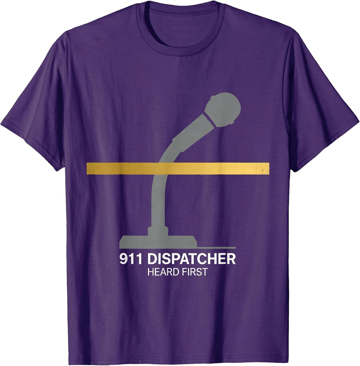 Men's 911 Dispatcher Heard First Thin Gold Line Tribute T-Shirt - Purple