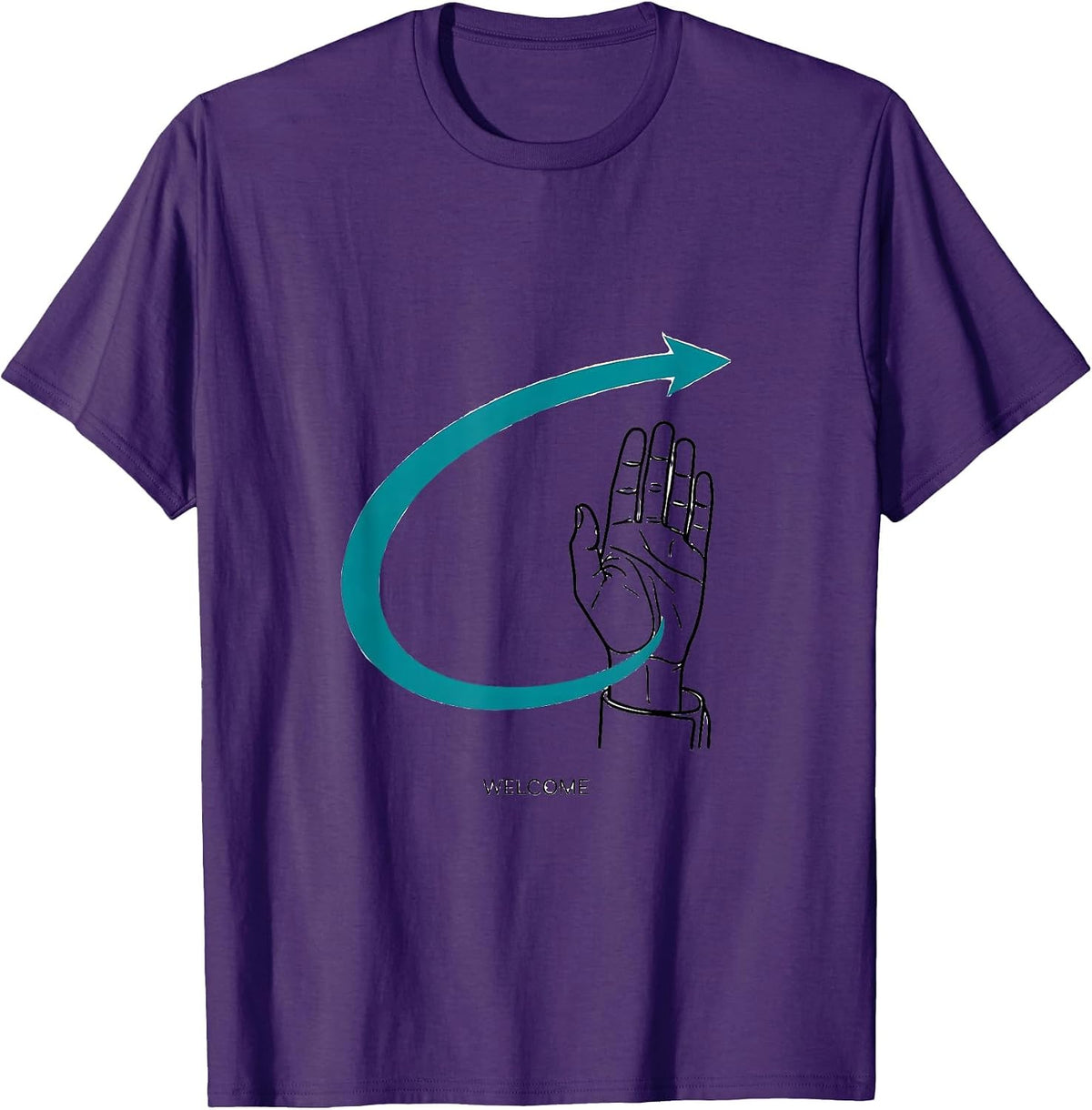 Men's Welcome Inclusive ASL Sign Language Teacher Inclusion T-Shirt - Purple