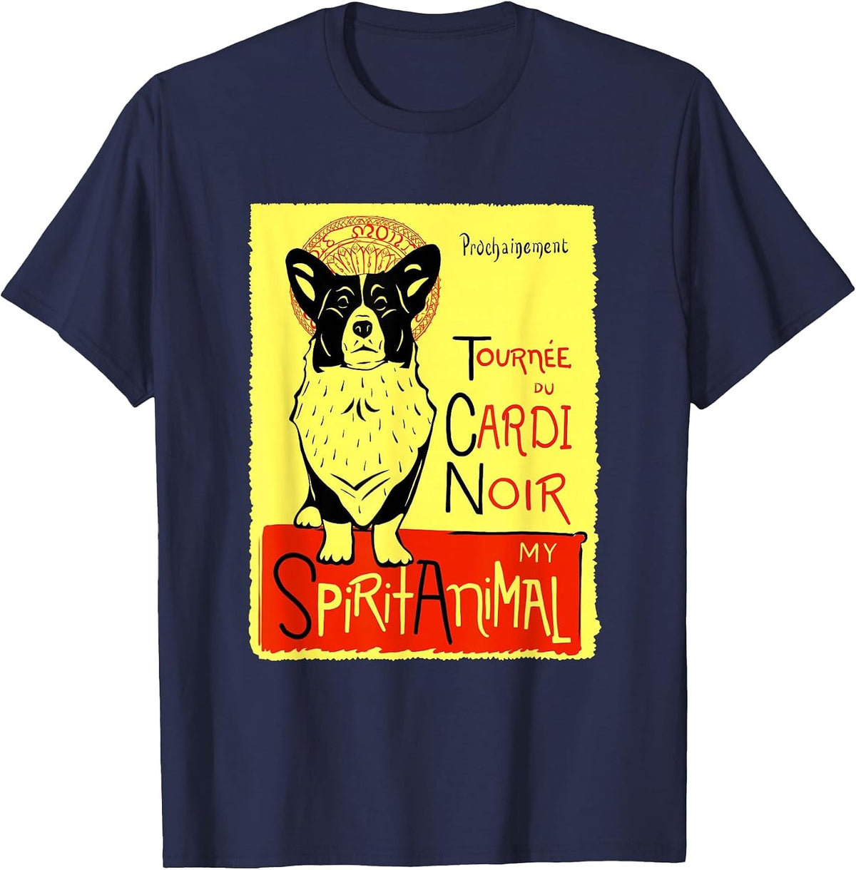 Funny Cardigan Welsh Corgi Cardi Artwork T-Shirt - Navy Blue