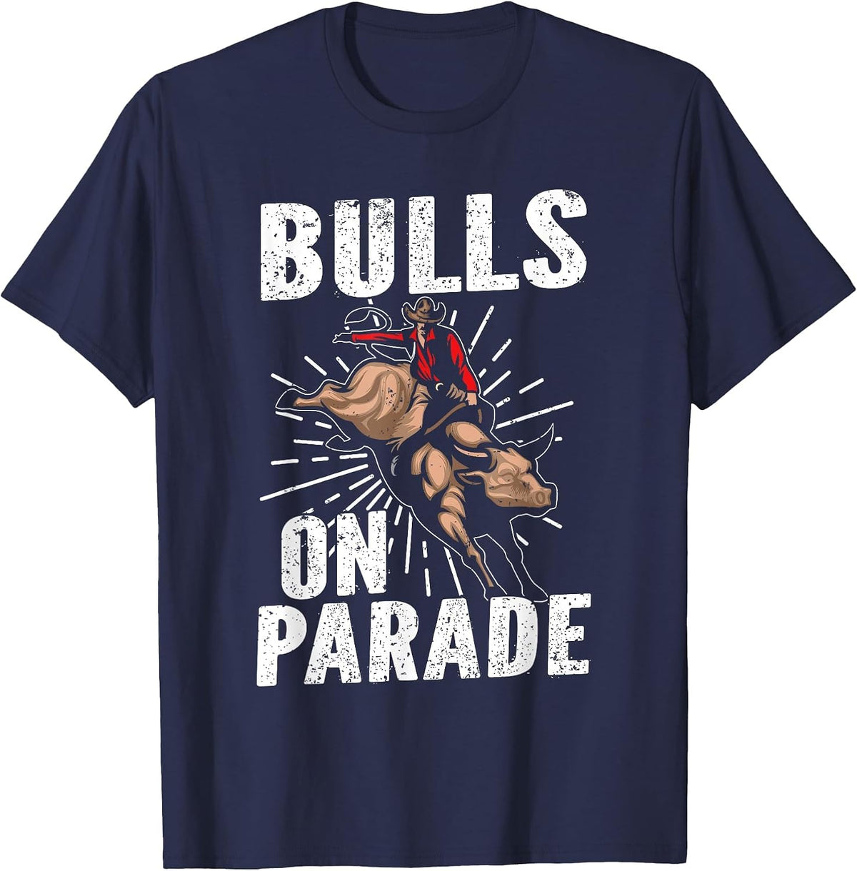 Bulls on Parade Bull Riding T-Shirt - Navy Blue