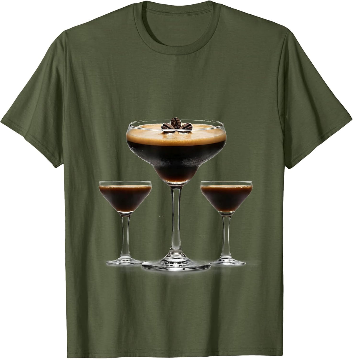Espresso Martini Minimalist Bartender Cocktail Humor T-Shirt - Olive Green