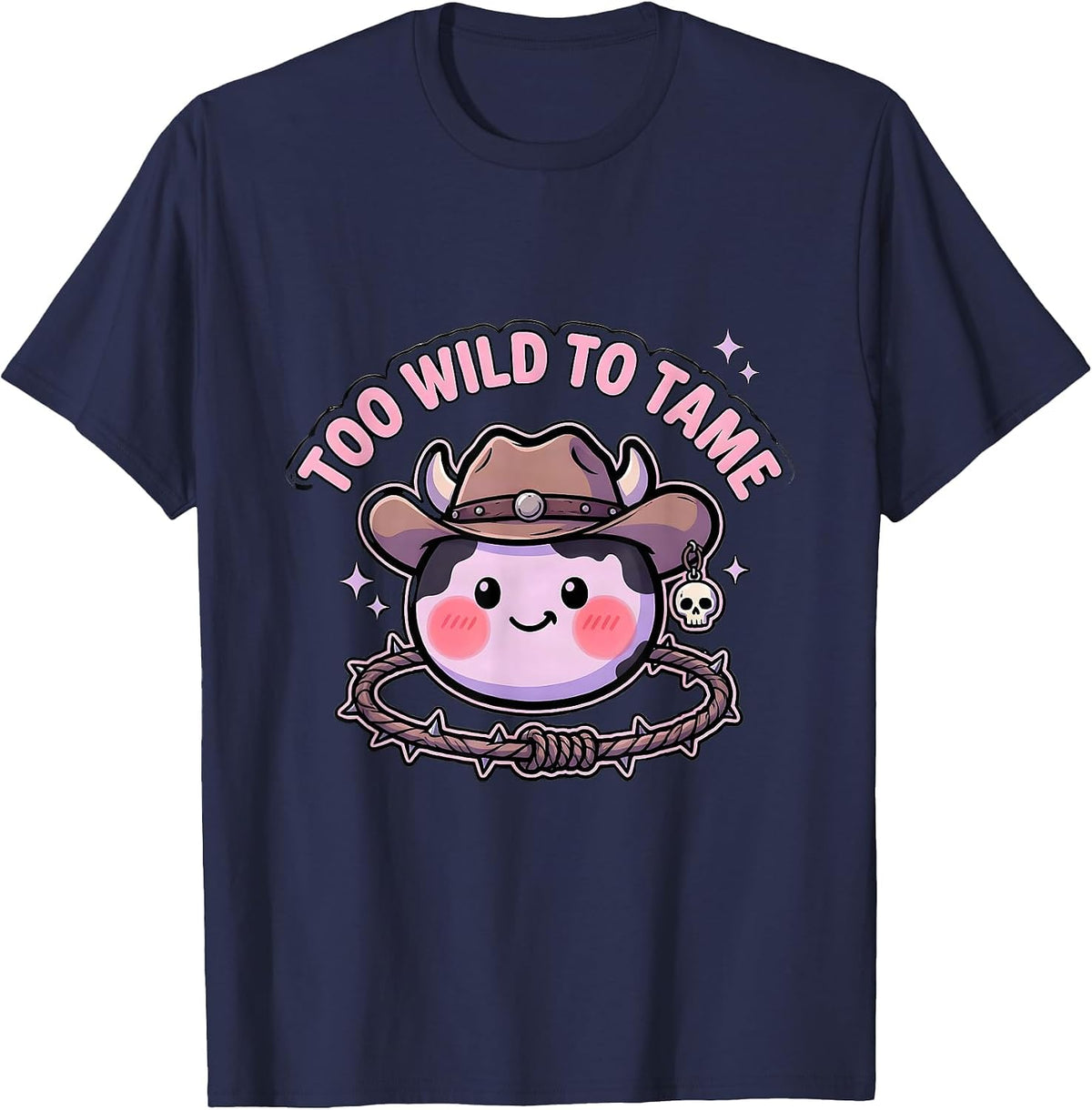 Too Wild To Tame Cowgirl Western Design T-Shirt - Navy Blue