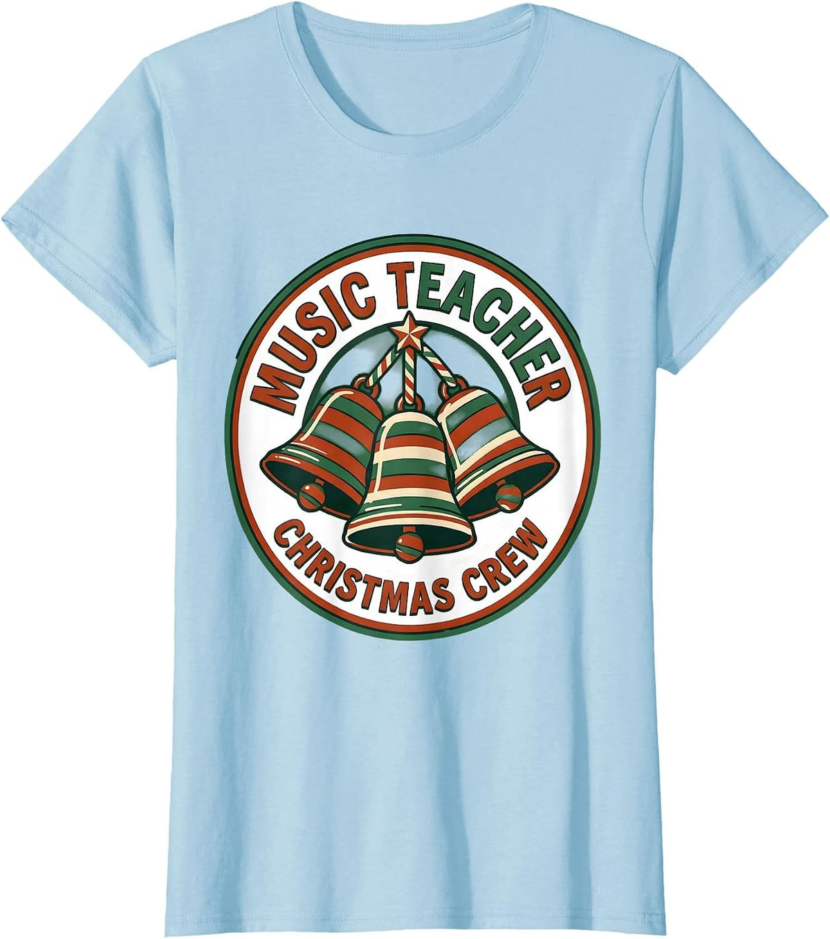 Music Teacher Christmas Crew Funny Classroom Teacher Humor T-Shirt - Baby Blue