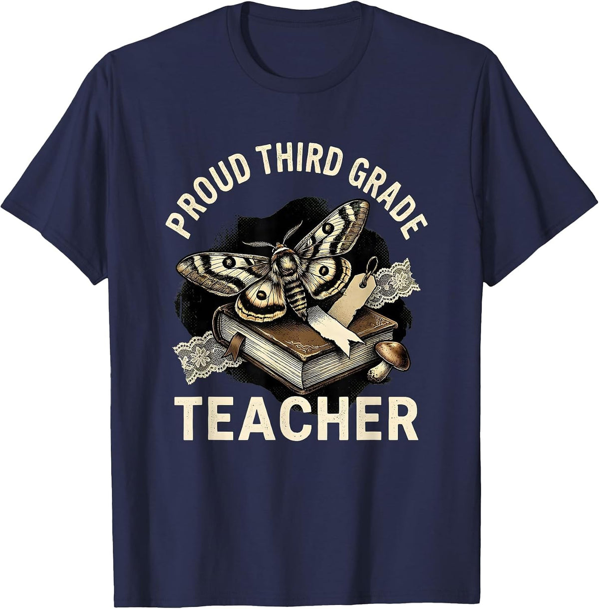Men's Proud Third Grade Teacher Appreciation Design T-Shirt - Navy Blue