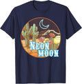 Western 90's Country Music Neon Moon Country Cowgirl Cowboy T-Shirt - Navy Blue