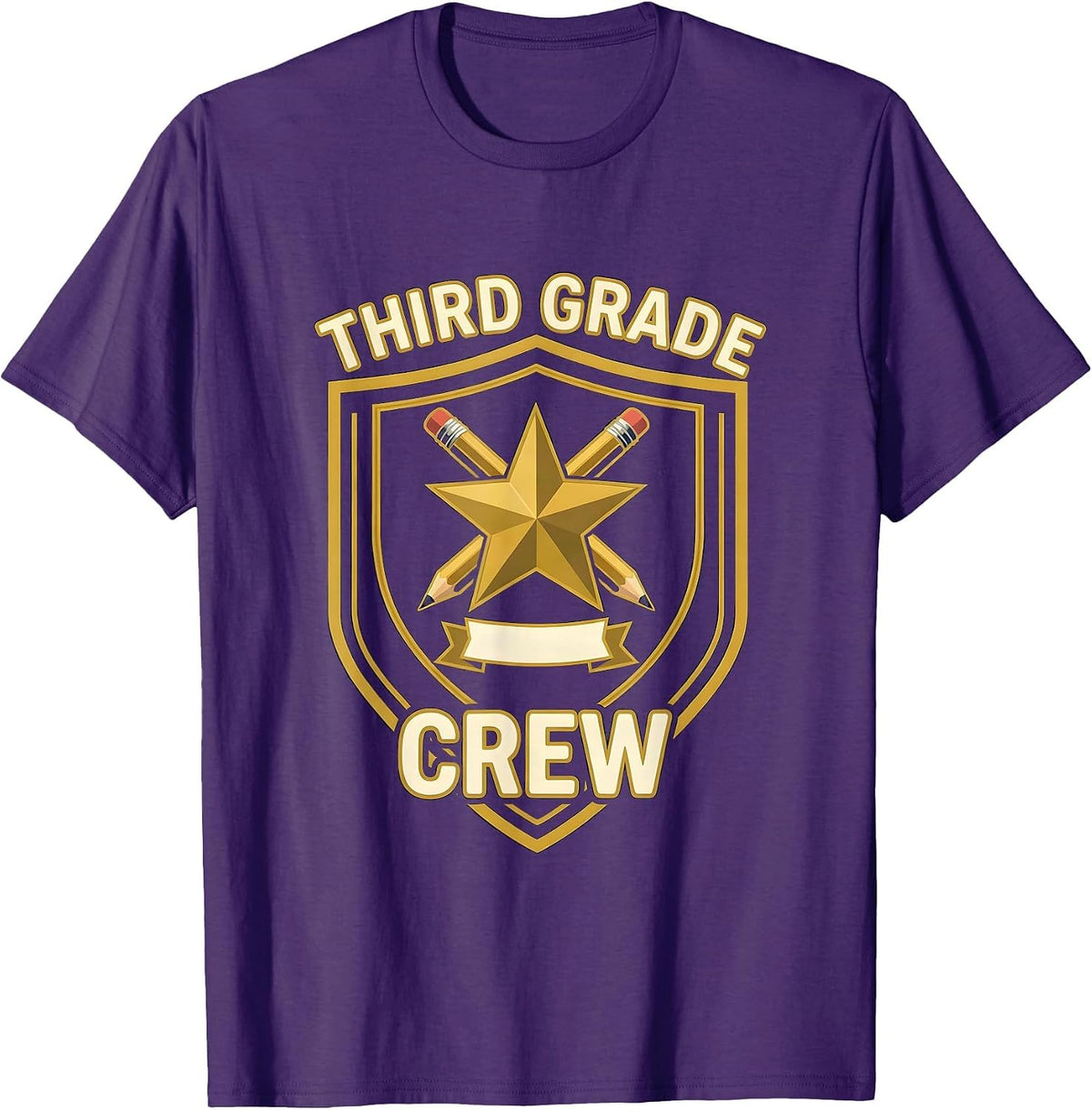 Third Grade Crew Playful Back To School Teacher Student T-Shirt - Purple