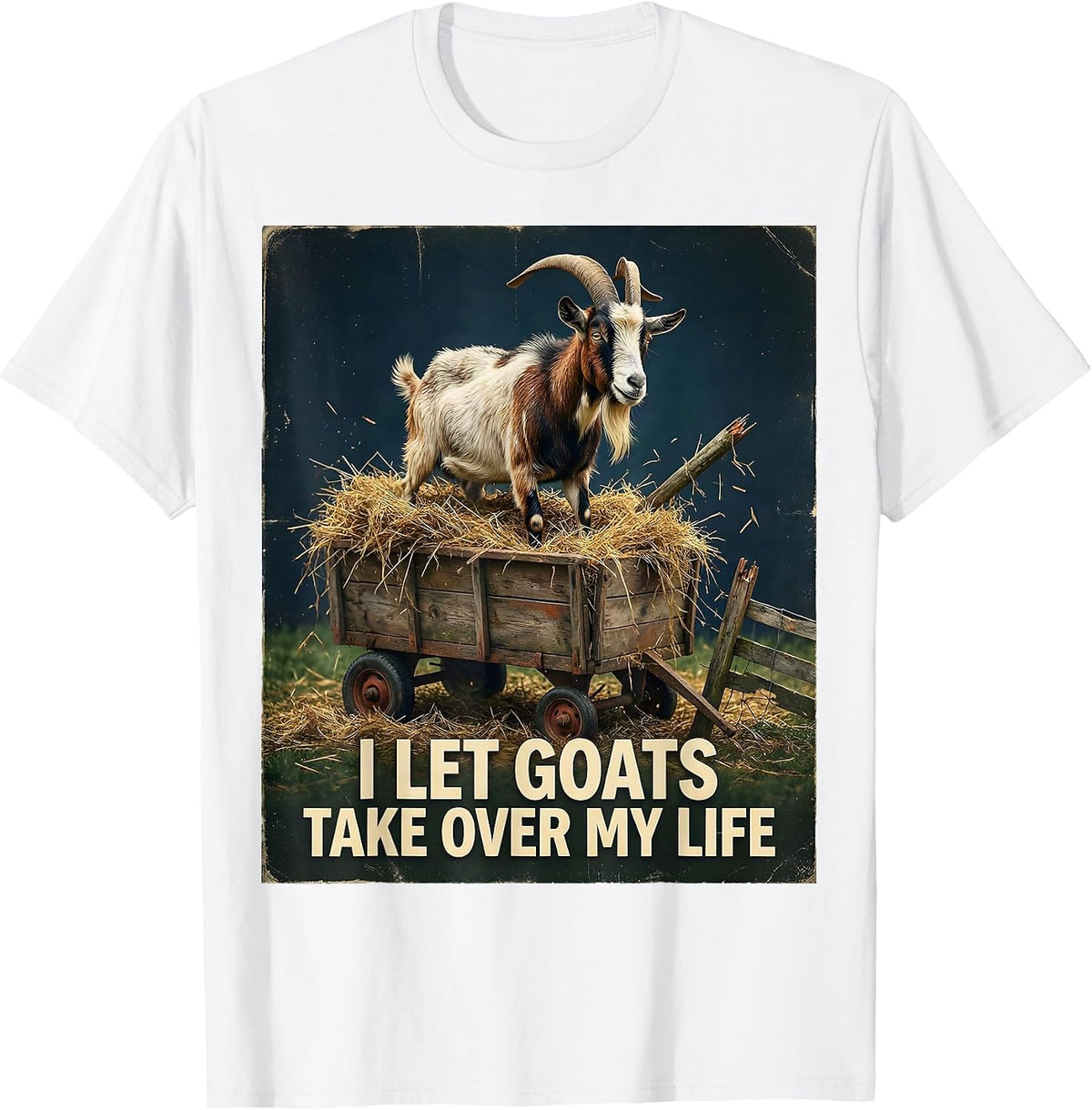 Men's I Let Goats Take Over My Life Vintage Funny Goat Lover T-Shirt - White