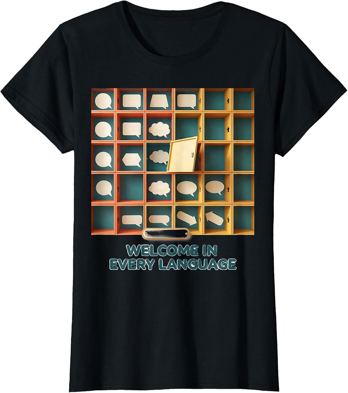 Welcome In Every Language Multilingual Teacher ESL Squad T-Shirt - Black