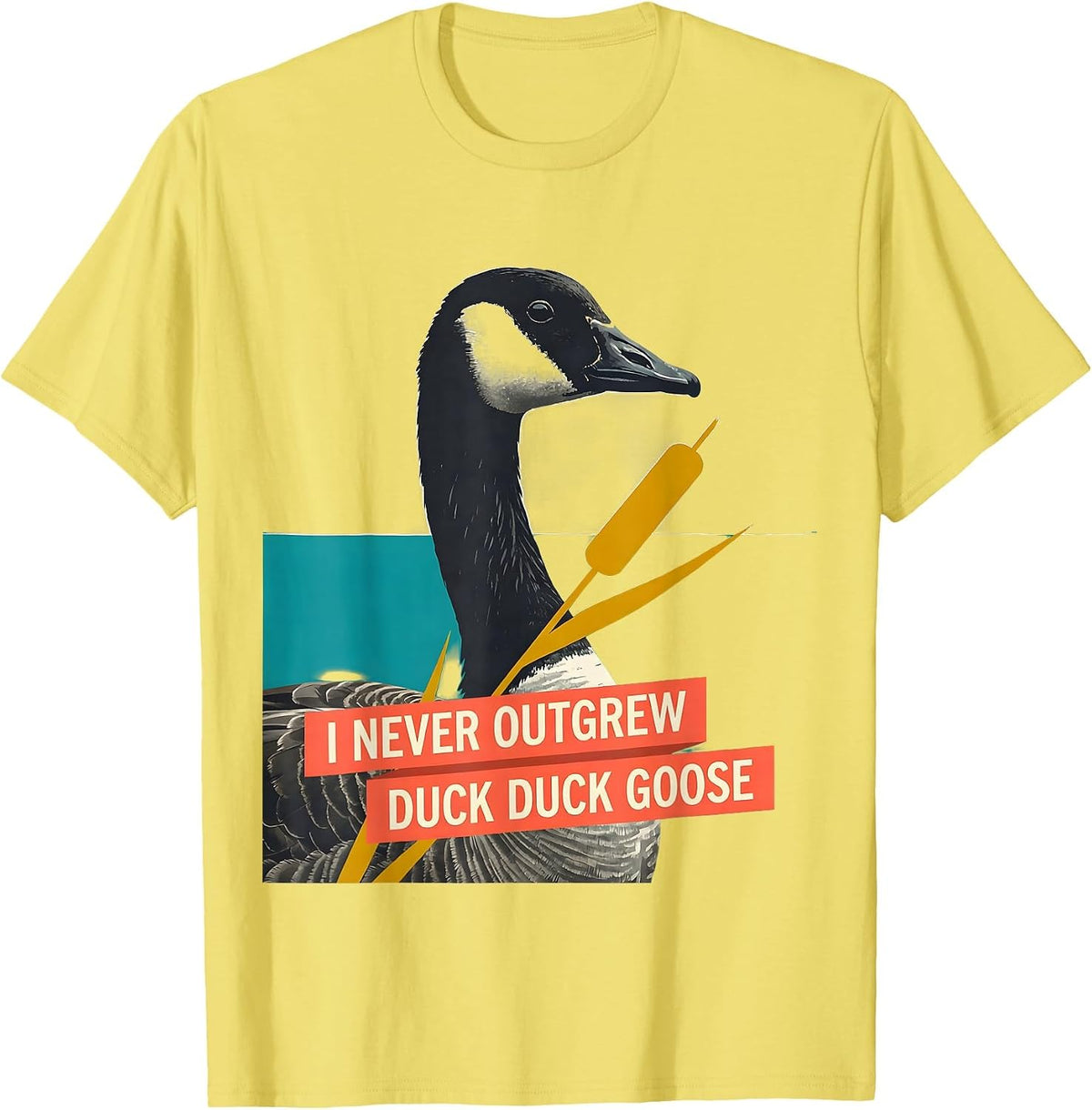 Men's I Never Outgrew Duck Duck Goose Funny Duck Hunter Waterfowl T-Shirt - Lemon Yellow