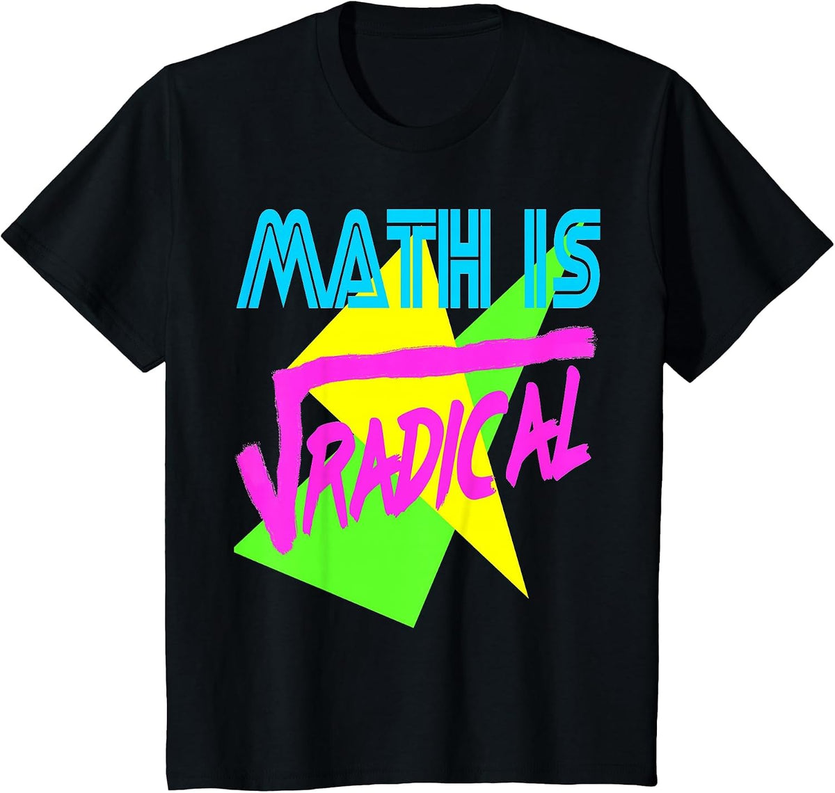 Funny Math is Radical Retro 80s Vintage Algebra Teacher T-Shirt - Black