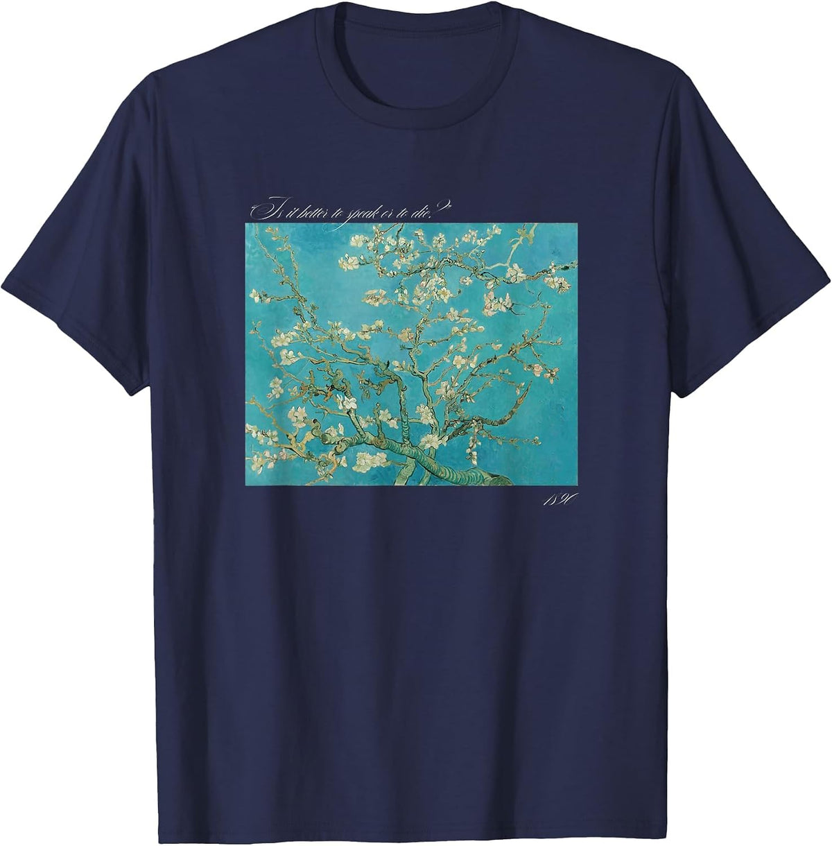 Philosophy is it Better to Speak or to Die? & Van Gogh Art T-Shirt - Navy Blue